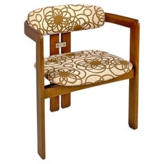 Italian mid-century modern wooden fabric chair Pamplona by Savini for Pozzi 1965