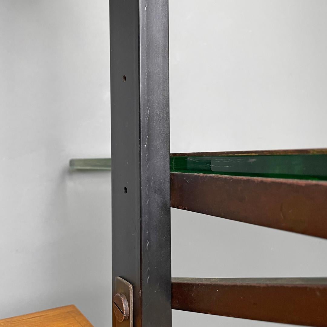 Italian mid-century modern wooden floor-to-ceiling bookcase with glass top 1960s 8