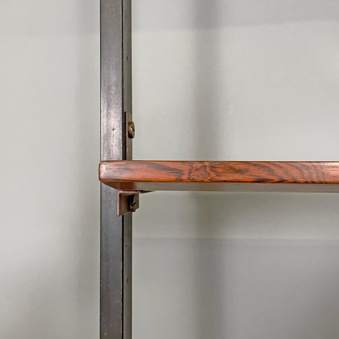 Italian mid-century modern wooden floor-to-ceiling bookcase with glass top 1960s 9