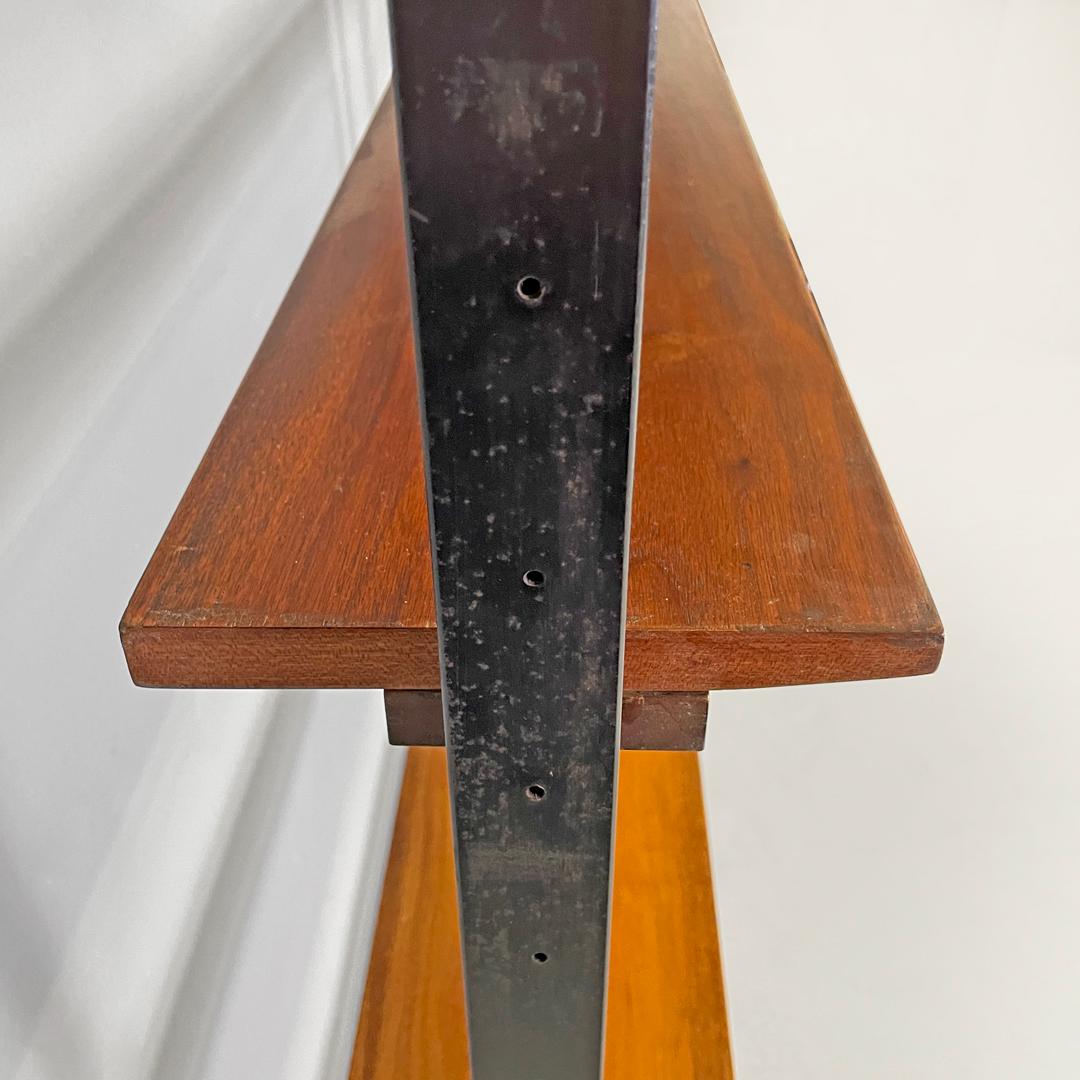 Italian mid-century modern wooden floor-to-ceiling bookcase with glass top 1960s 11