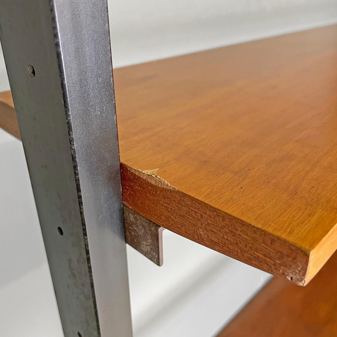 Italian mid-century modern wooden floor-to-ceiling bookcase with glass top 1960s 13