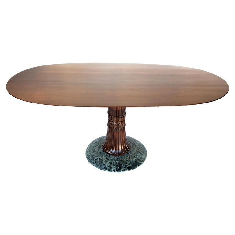 MidCentury Modern Wooden Marble Dining Table attr. to O. Borsani, Italy 1950s For Sale at