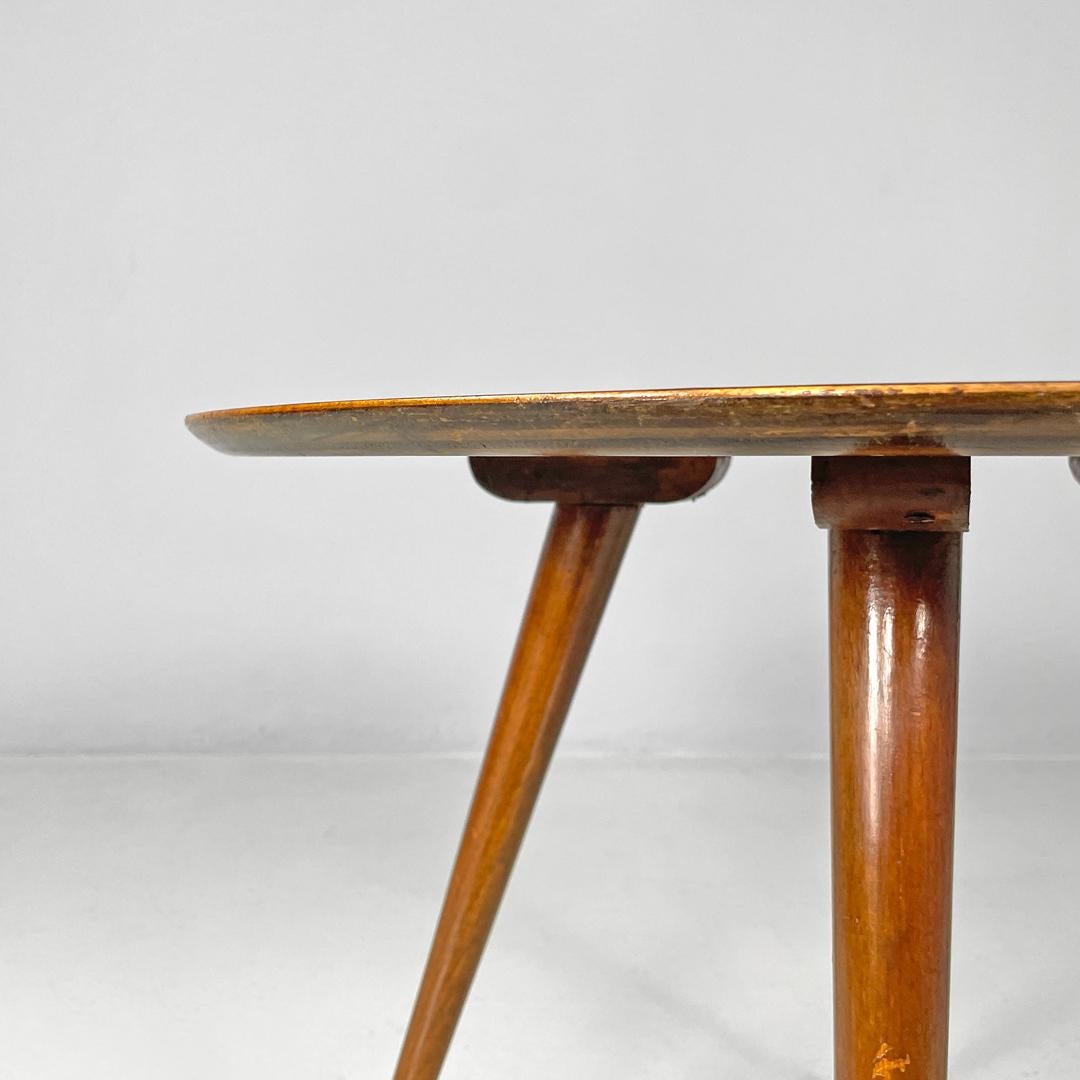 Table basse ronde en bois italien de style The Modernity avec lignes gravées, années 1950  en vente 7