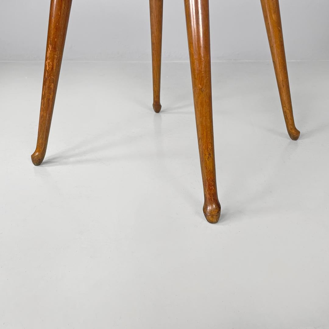 Italian mid-century modern wooden round coffee table with engraved lines, 1950s 9