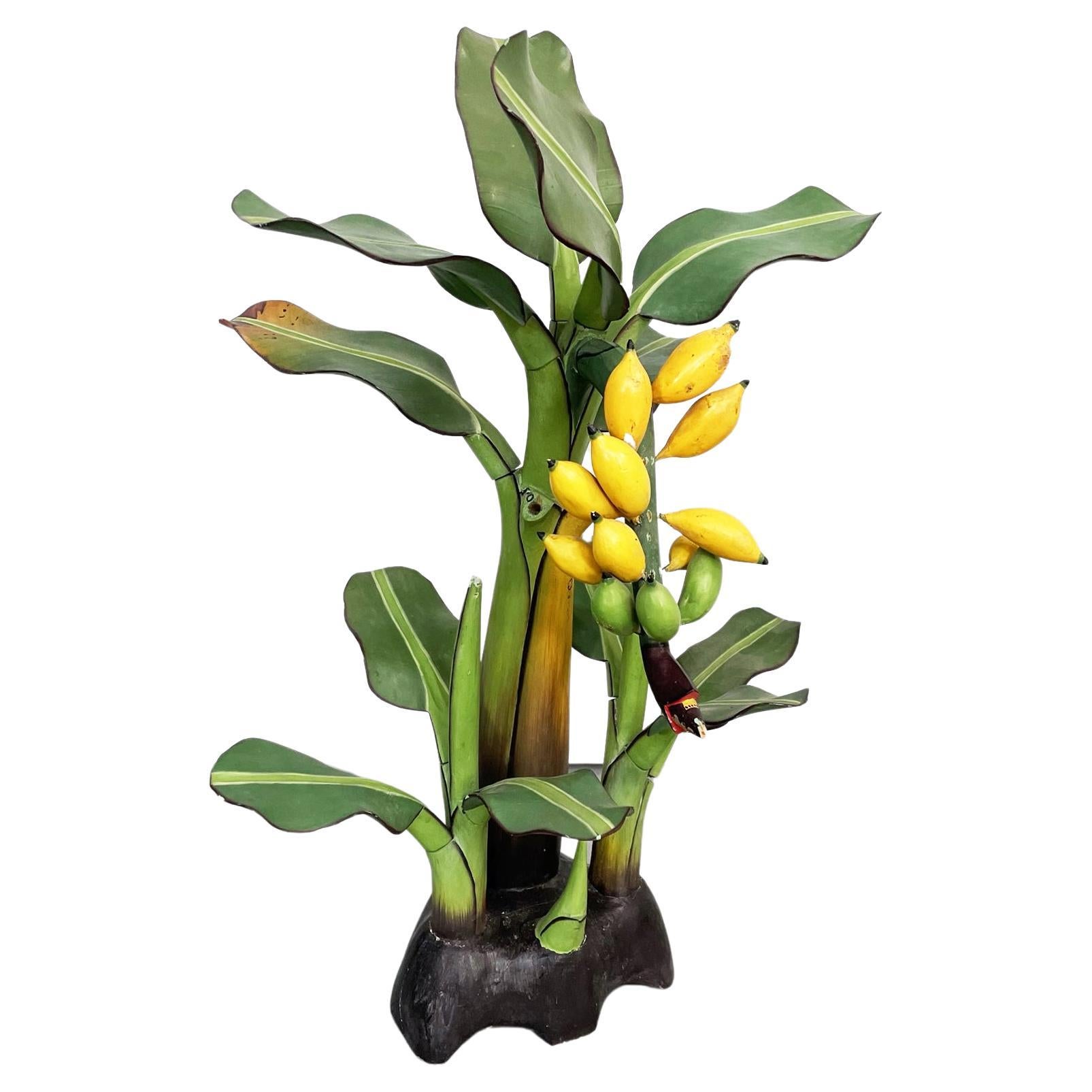 Italian Mid-Century Modern Wooden Sculpture of a Banana Plant, 1950s For Sale