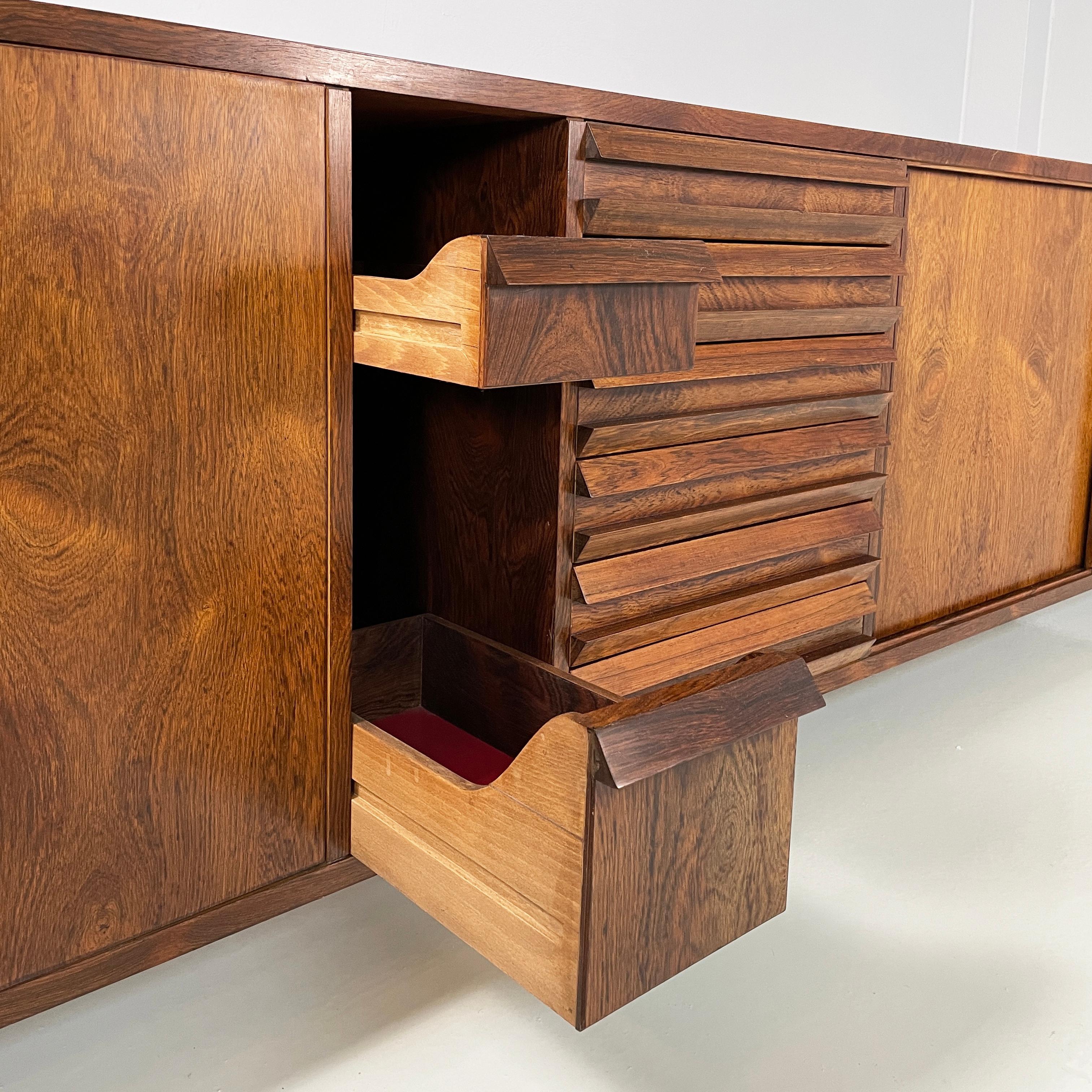 Italian mid-century modern Wooden sideboard with drawers and shelves, 1960s For Sale 5