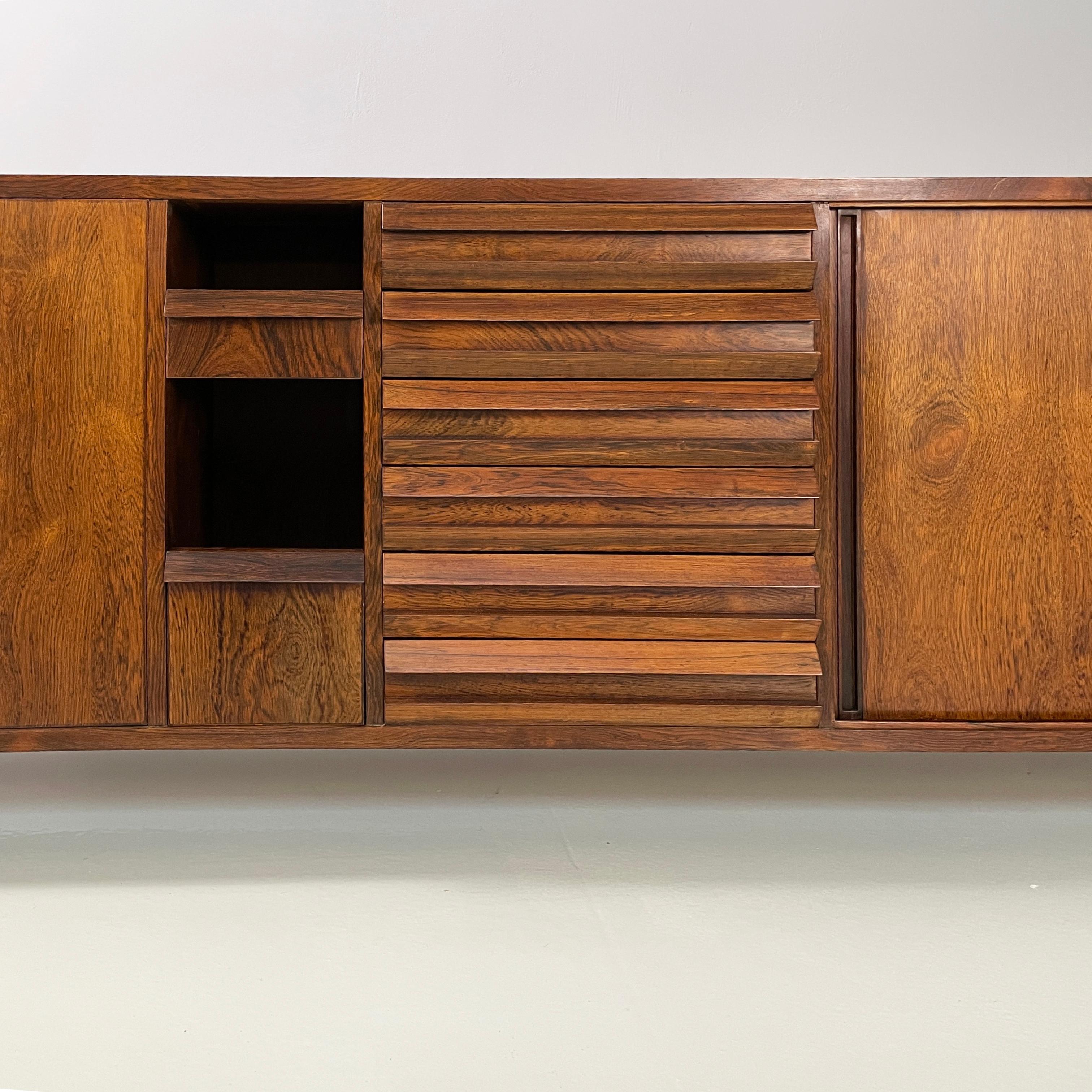 Italian mid-century modern Wooden sideboard with drawers and shelves, 1960s For Sale 6
