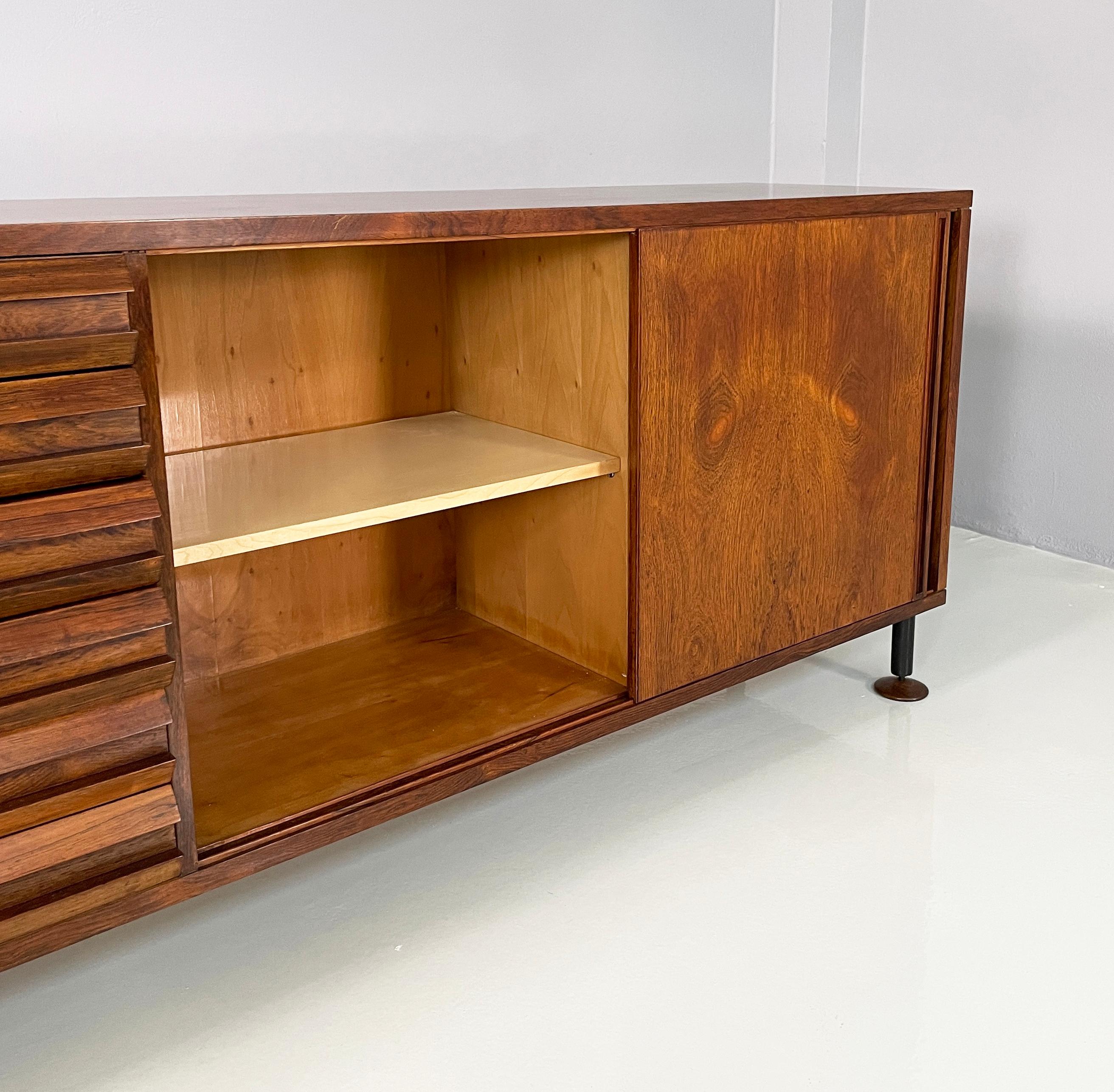 Italian mid-century modern Wooden sideboard with drawers and shelves, 1960s For Sale 12