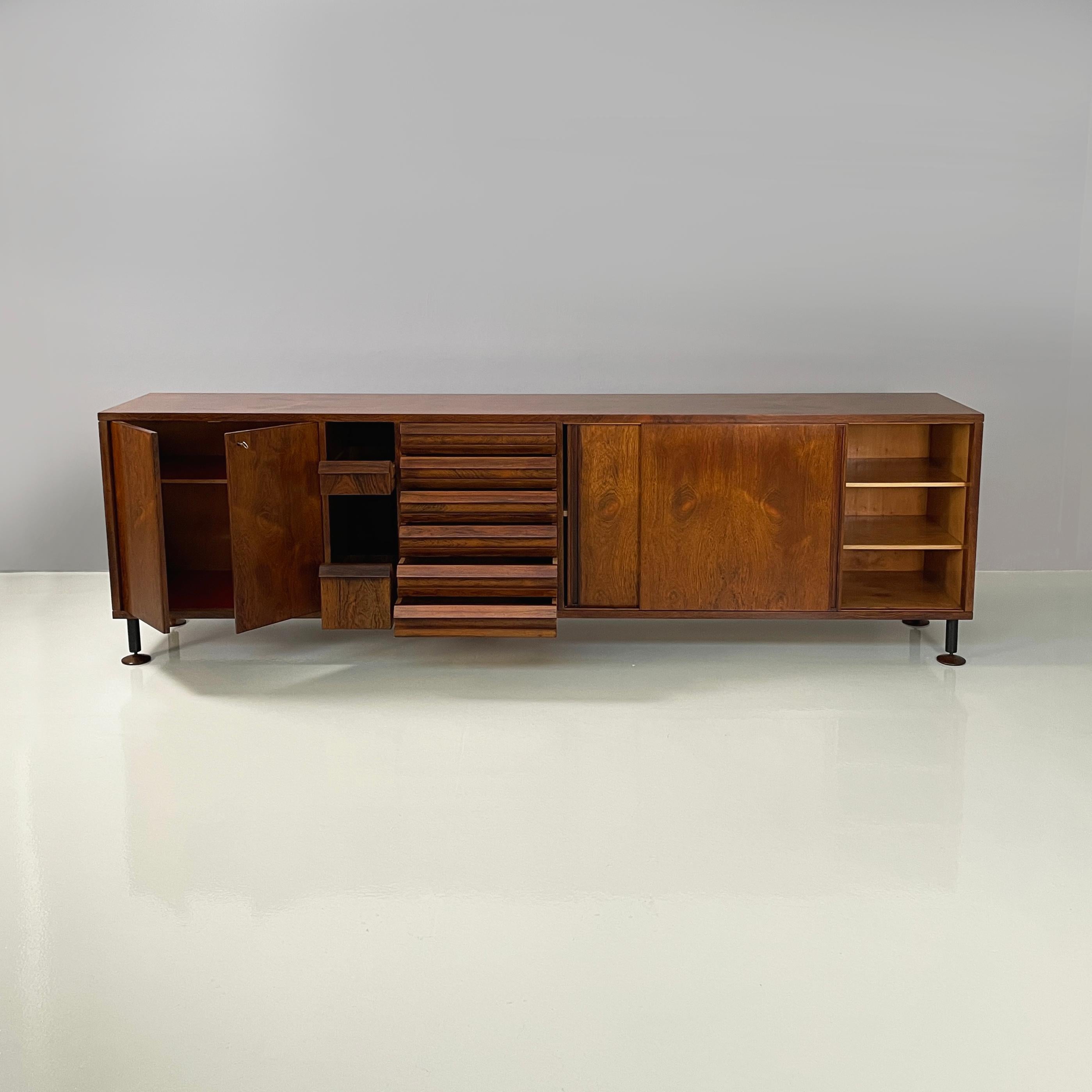 Mid-Century Modern Italian mid-century modern Wooden sideboard with drawers and shelves, 1960s For Sale