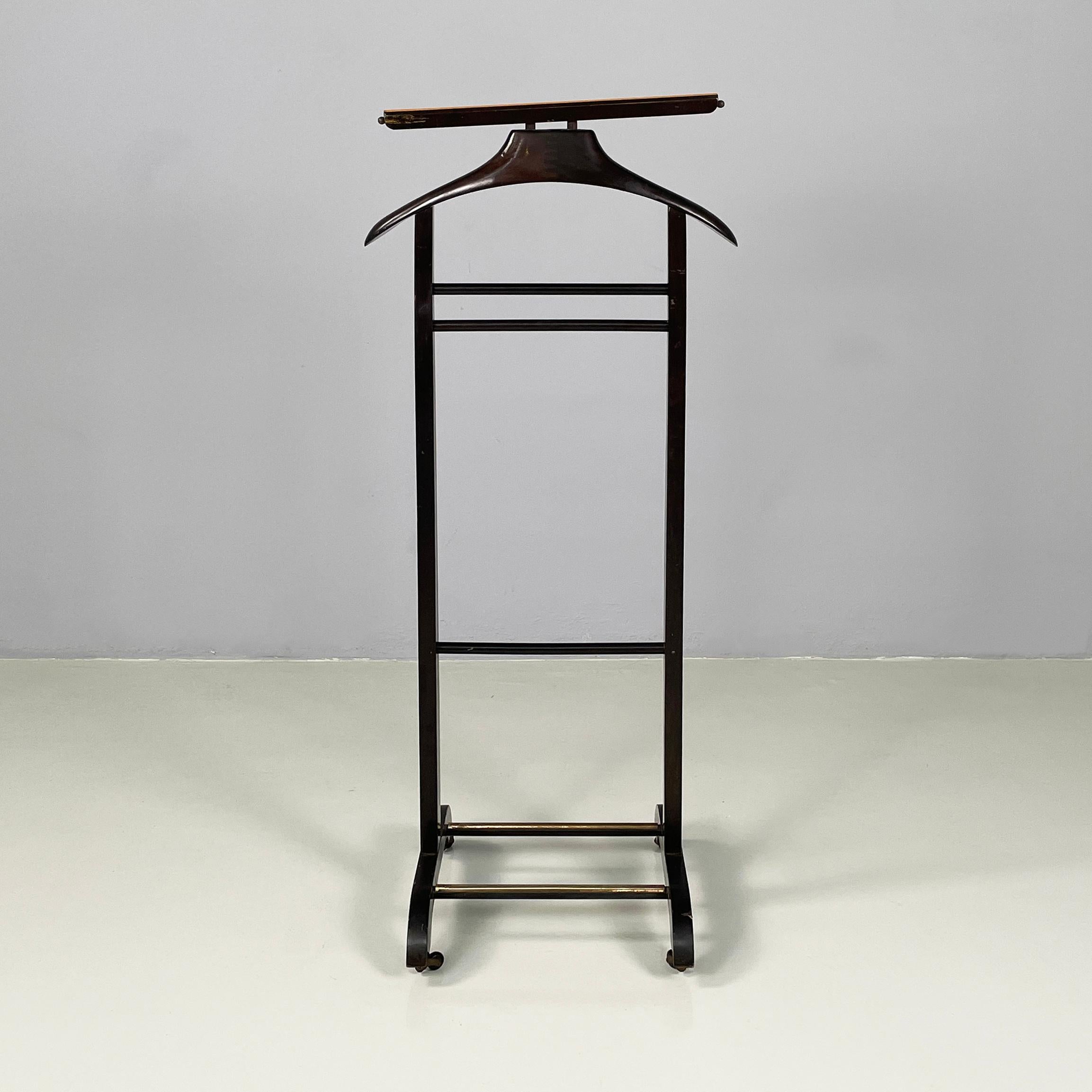 Brass Italian mid-century modern Wooden valet stand by Fratelli Reguitti, 1950s