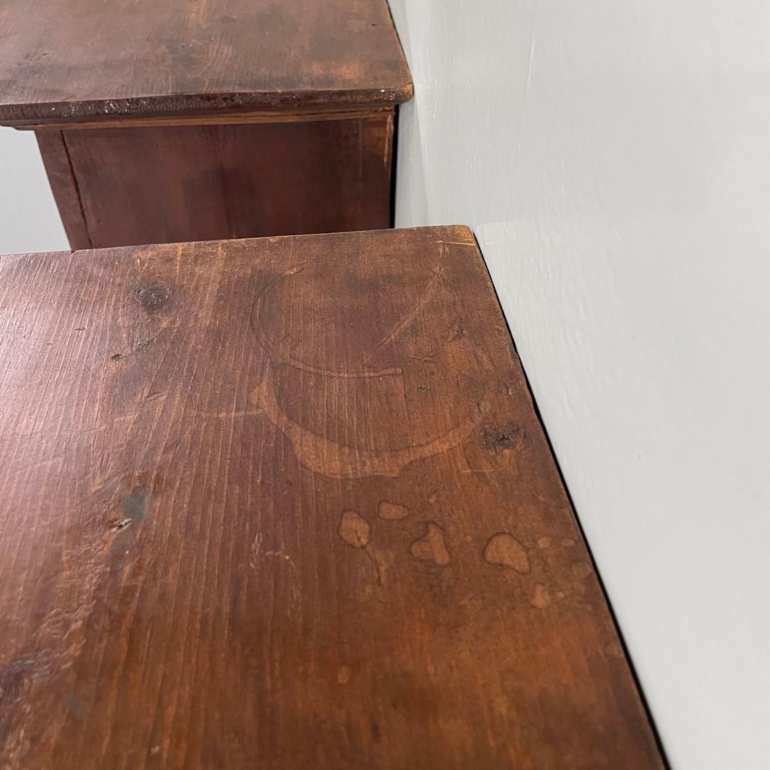 Italian mid-century modern wooden wall nightstands with decorated doors, 1960s For Sale 8