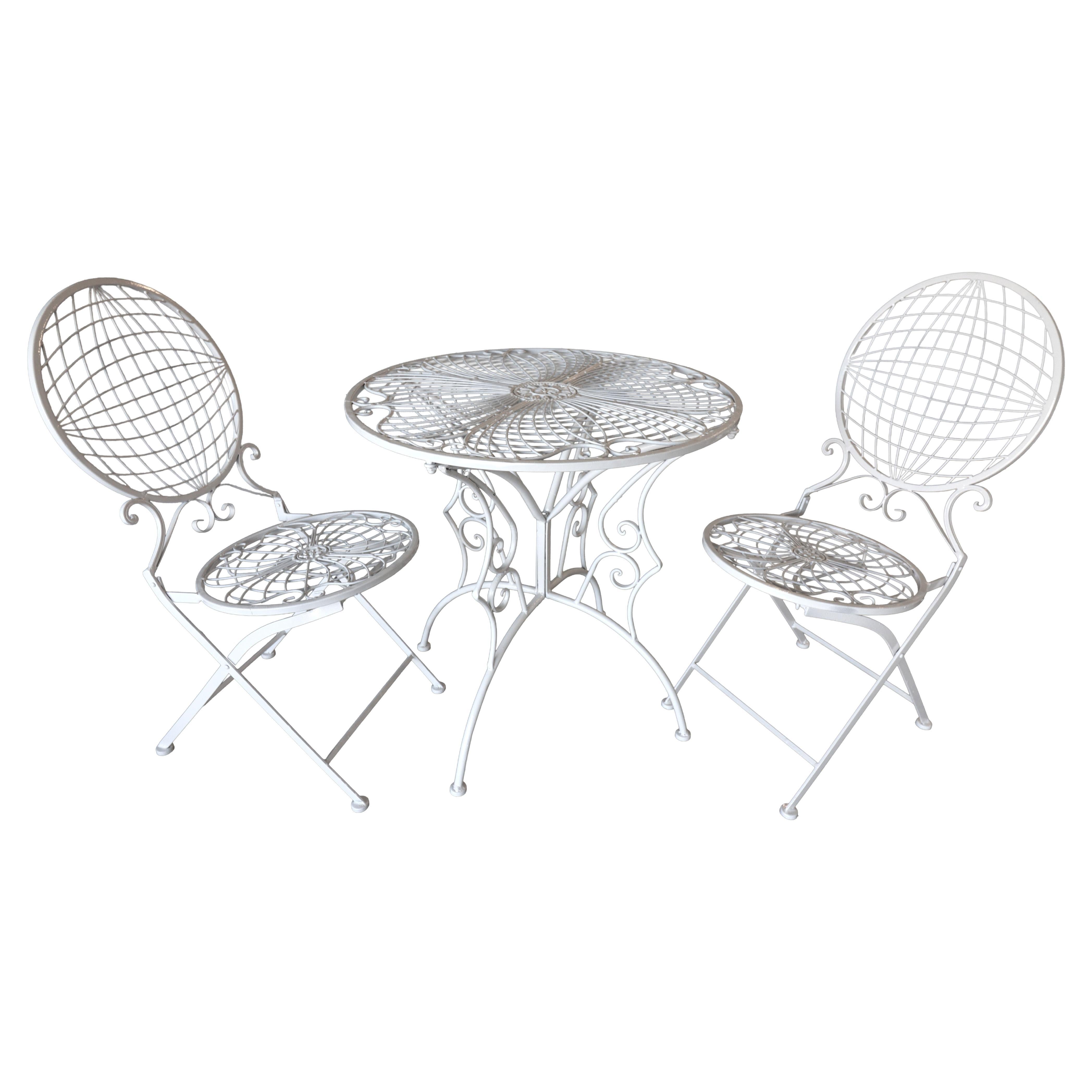 Italienisches Bistro-Set aus Schmiedeeisen, Mitte des Jahrhunderts, Sonnenschliff und Globusmotiv, 1970 im Angebot