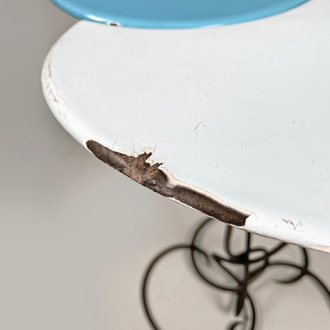Table basse italienne en fer forgé du milieu du siècle dernier, émaillée en bleu clair, années 1950 en vente 6