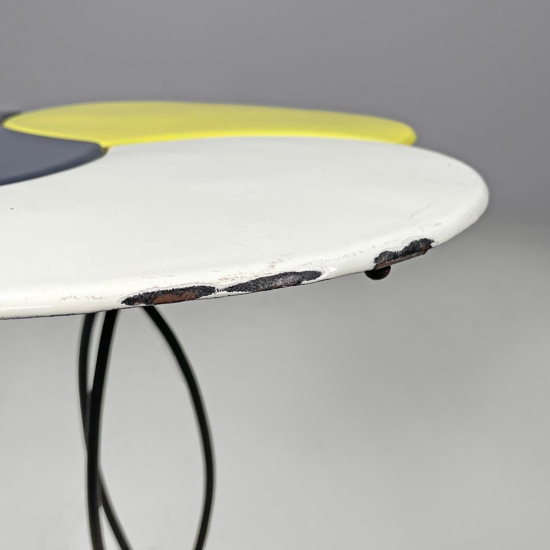 Table basse italienne en fer forgé et émail gris jaune, milieu du siècle dernier, années 1950 en vente 8