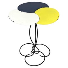Italian mid-century modern wrought iron in yellow grey enamel coffee table 1950s