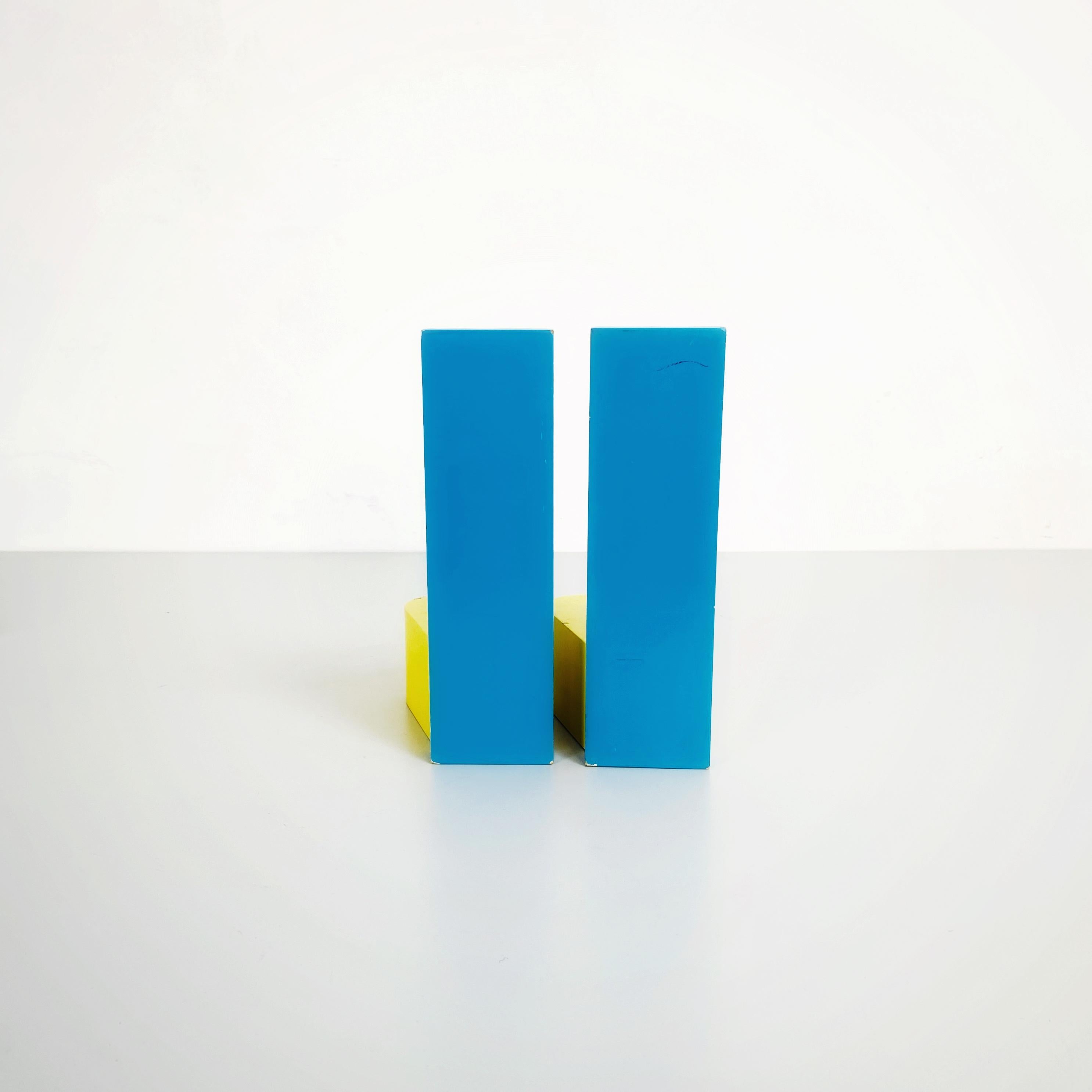 Italian Mid-Century Modern Yellow and Blue Wooden Bookends, 1960s 5