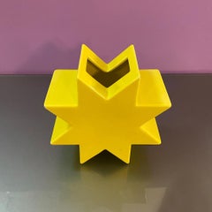 Italian Mid-Century Modern Yellow Ceramic Vase Hsing by Ettore Sottsass, 2017