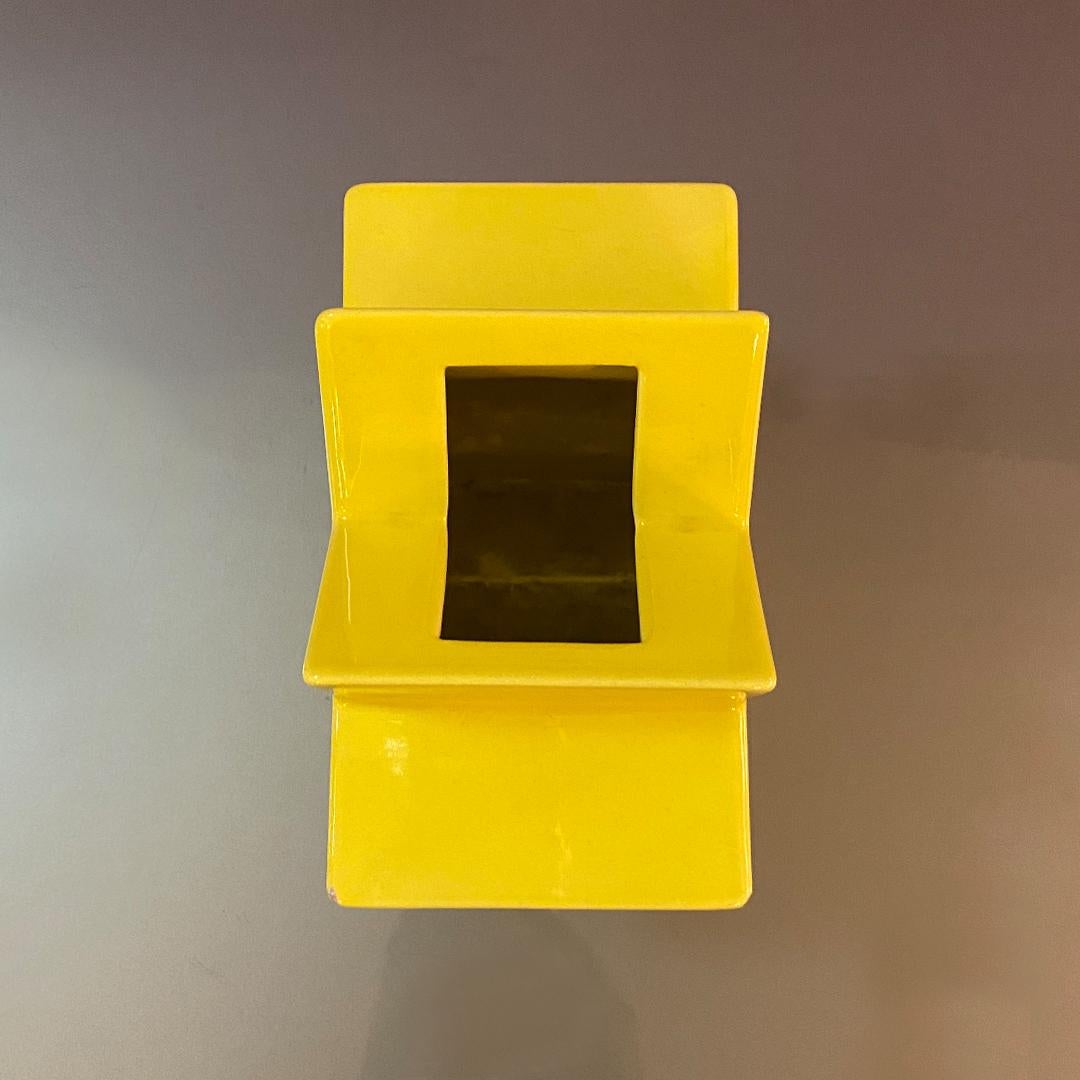 Contemporary Italian Mid-Century Modern Yellow Ceramic Vase Hsing by Ettore Sottsass, 2017
