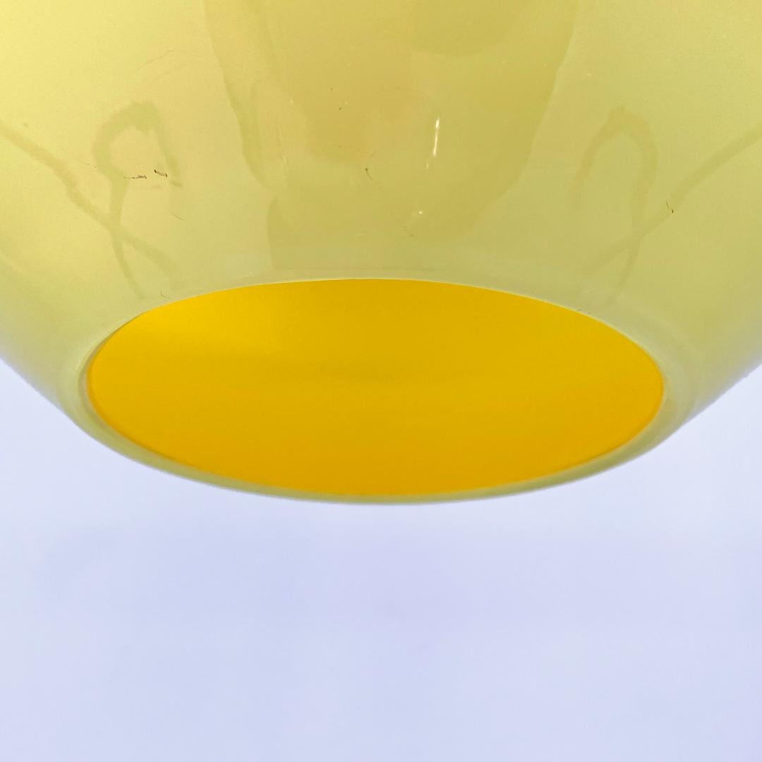 Italian mid-century modern yellow Murano glass chandelier Vignelli Venini, 1950s For Sale 10