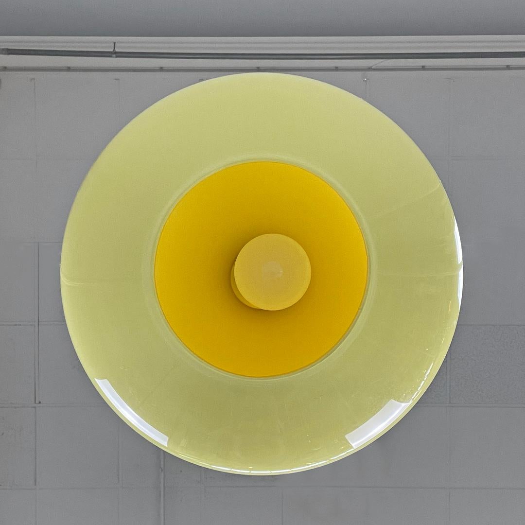 Italian mid-century modern yellow Murano glass chandelier Vignelli Venini, 1950s For Sale 2