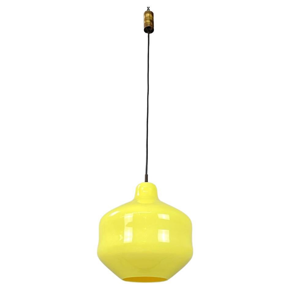 Italienischer Kronleuchter aus gelbem Murano-Glas Vignelli Venini, 1950er Jahre, Mitte des Jahrhunderts