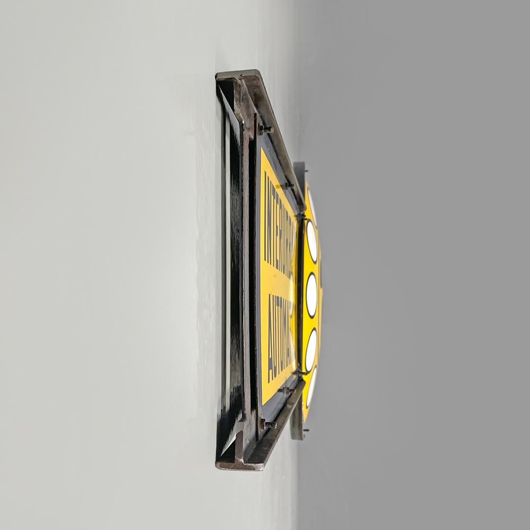 Italian mid-century modern yellow white and black metal telephone sign, 1960s For Sale 7