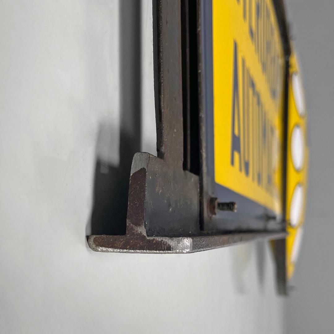 Italian mid-century modern yellow white and black metal telephone sign, 1960s For Sale 14