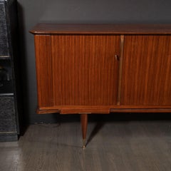 Italian Mid-Century Modern Zebra Wood Sideboard with Brass Sabots, Locks & Keys