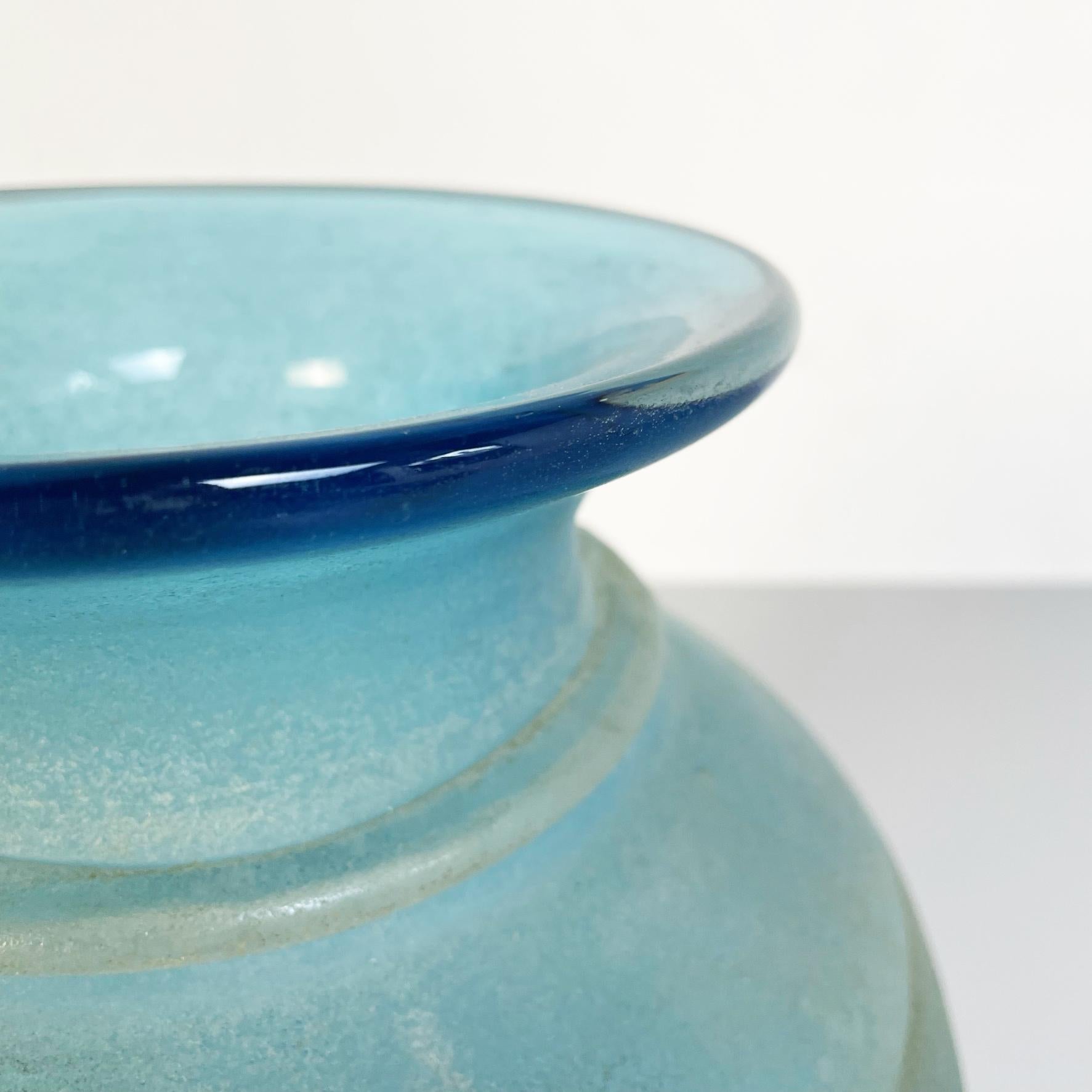 Italian Mid-Century ModernAquamarine Blue Glass Vase with Geometric Shapes, 1960s In Good Condition In MIlano, IT