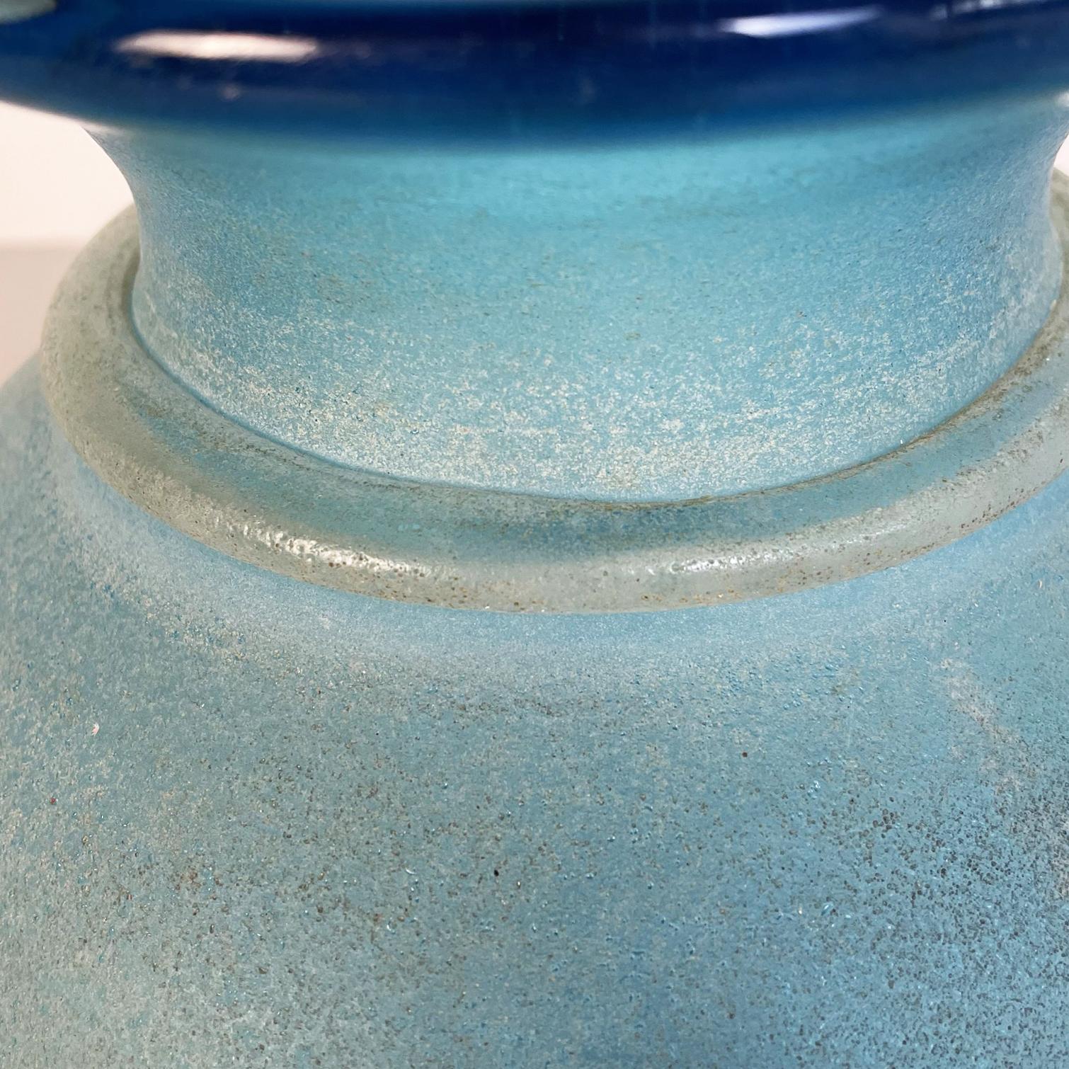 Murano Glass Italian Mid-Century ModernAquamarine Blue Glass Vase with Geometric Shapes, 1960s