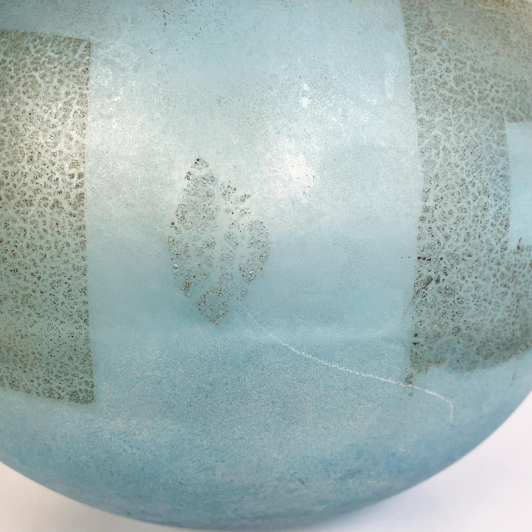 Italian Mid-Century ModernAquamarine Blue Glass Vase with Geometric Shapes, 1960s 1