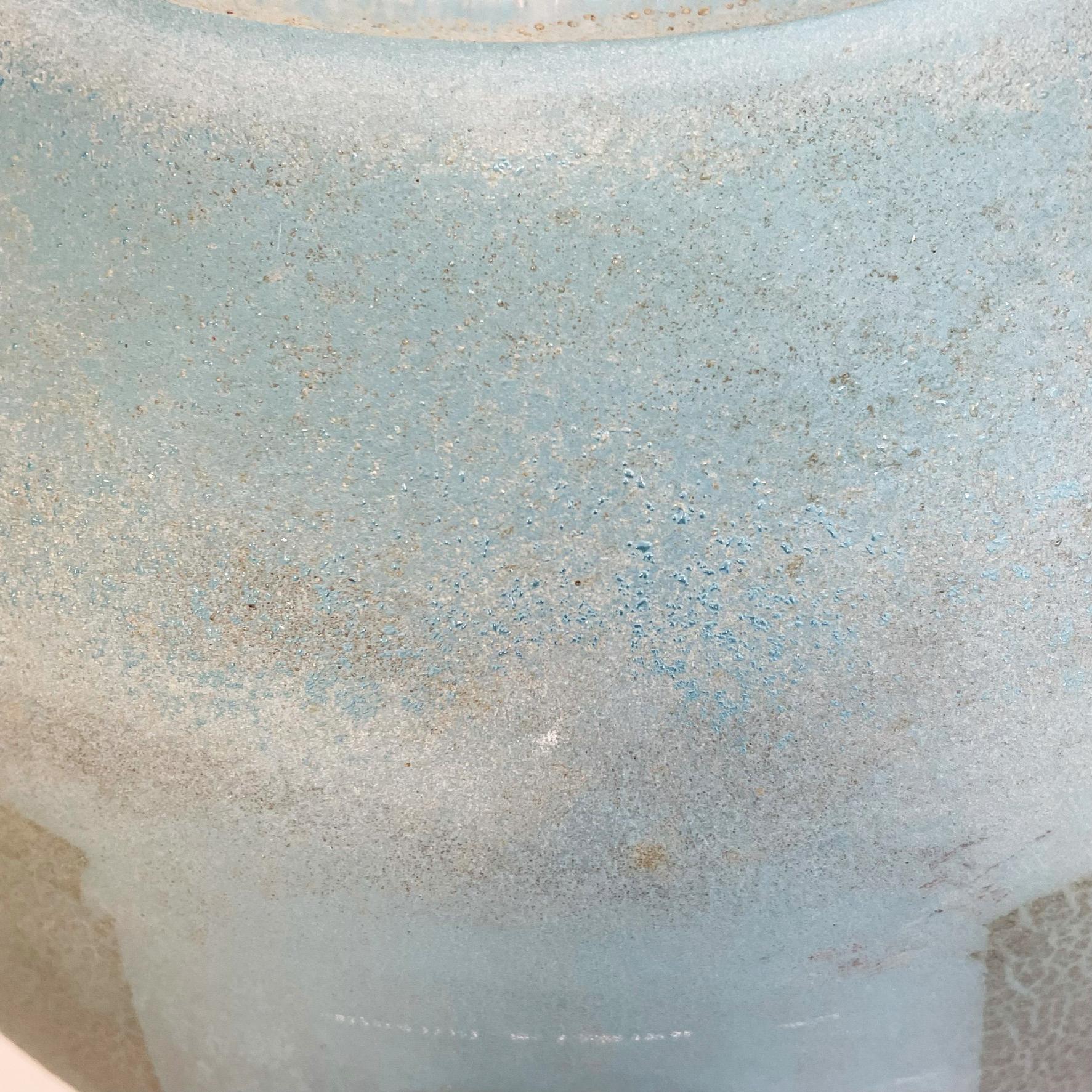 Italian Mid-Century ModernAquamarine Blue Glass Vase with Geometric Shapes, 1960s 3
