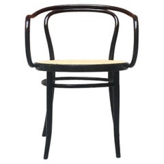 Italian Mid-Century Modern Chair Thonet in Straw and Black Wood, 1930s