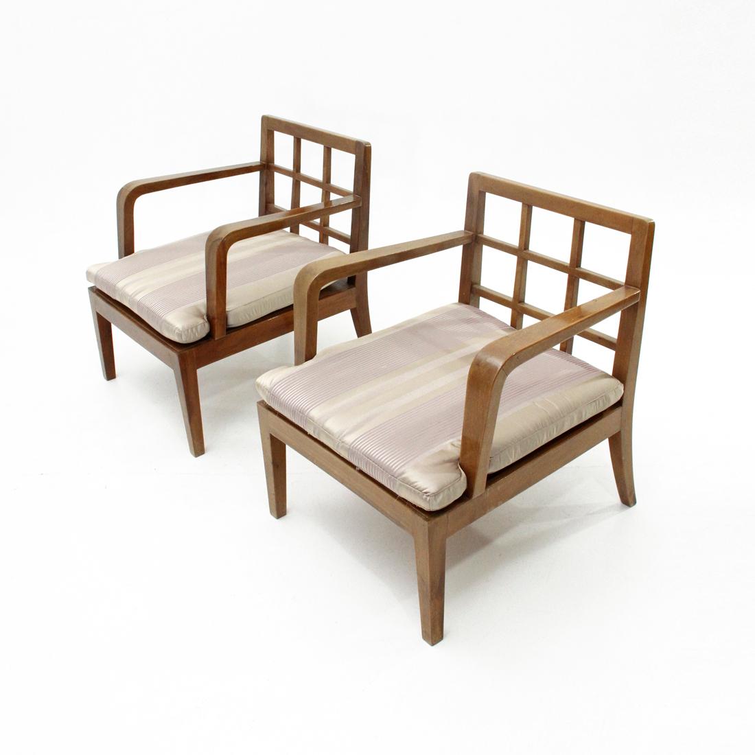 Wood Italian Mid-Century Modernist Armchair, 1940s, Set of 2