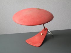 Italian Mid-Century Modernist Table Lamp with Red Shrink Varnish