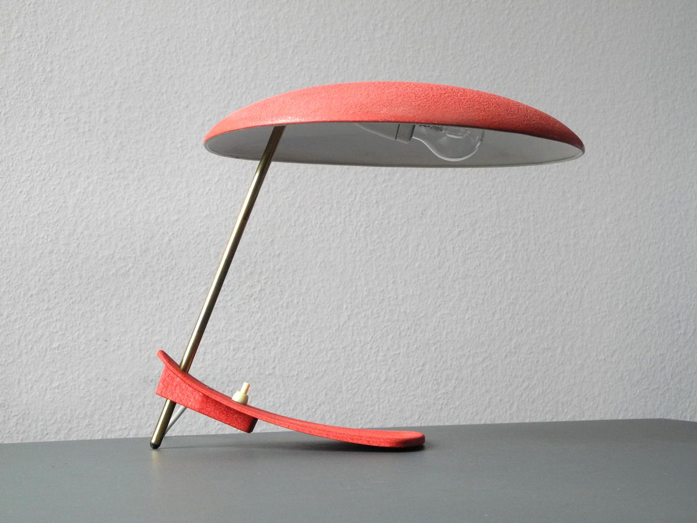 Italian Mid-Century Modernist Table Lamp with Red Shrink Varnish 2