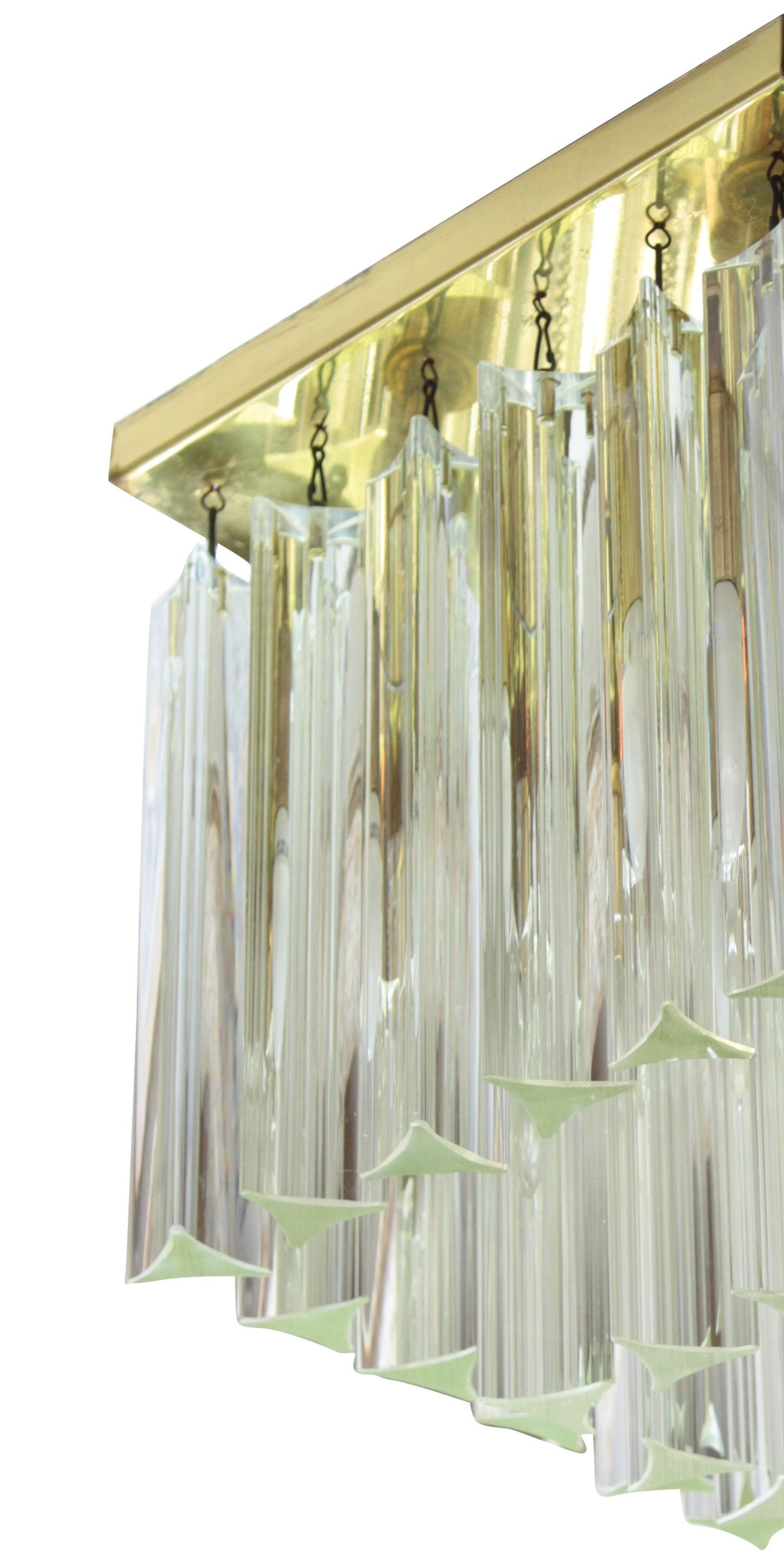 Mid-Century Modern Italian Modernist Triedri Camer Murano Glass Ceiling Light Fixture, 1970s