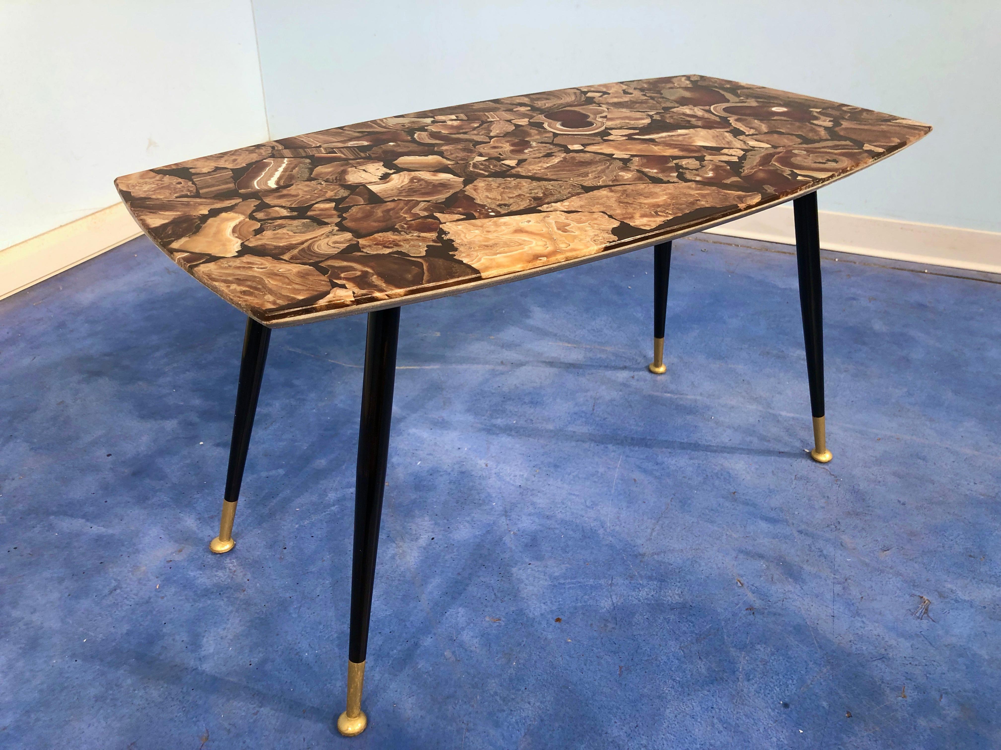 Italian Midcentury Mosaic Marble Coffee Table, 1950 For Sale 5
