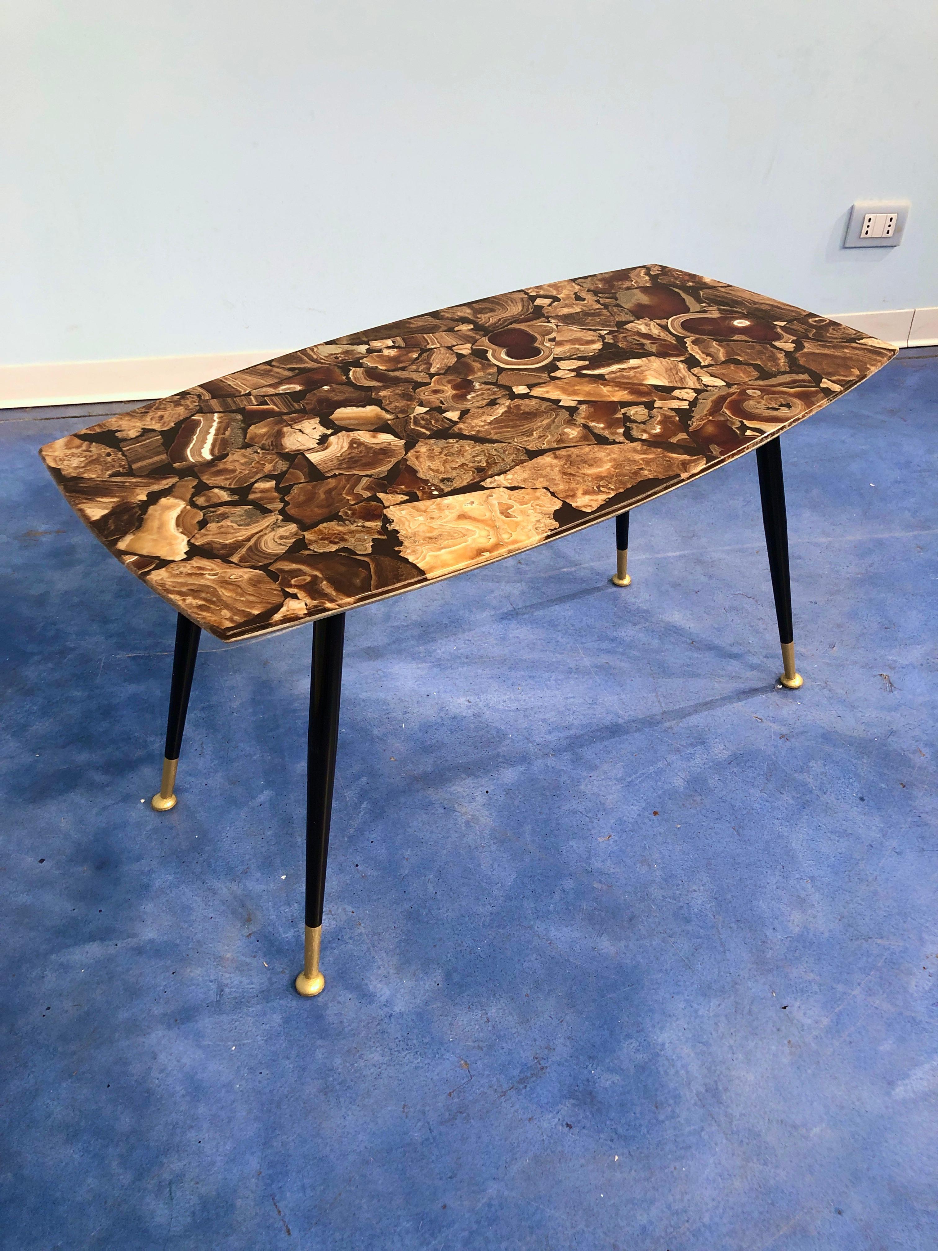 Italian Midcentury Mosaic Marble Coffee Table, 1950 For Sale 12