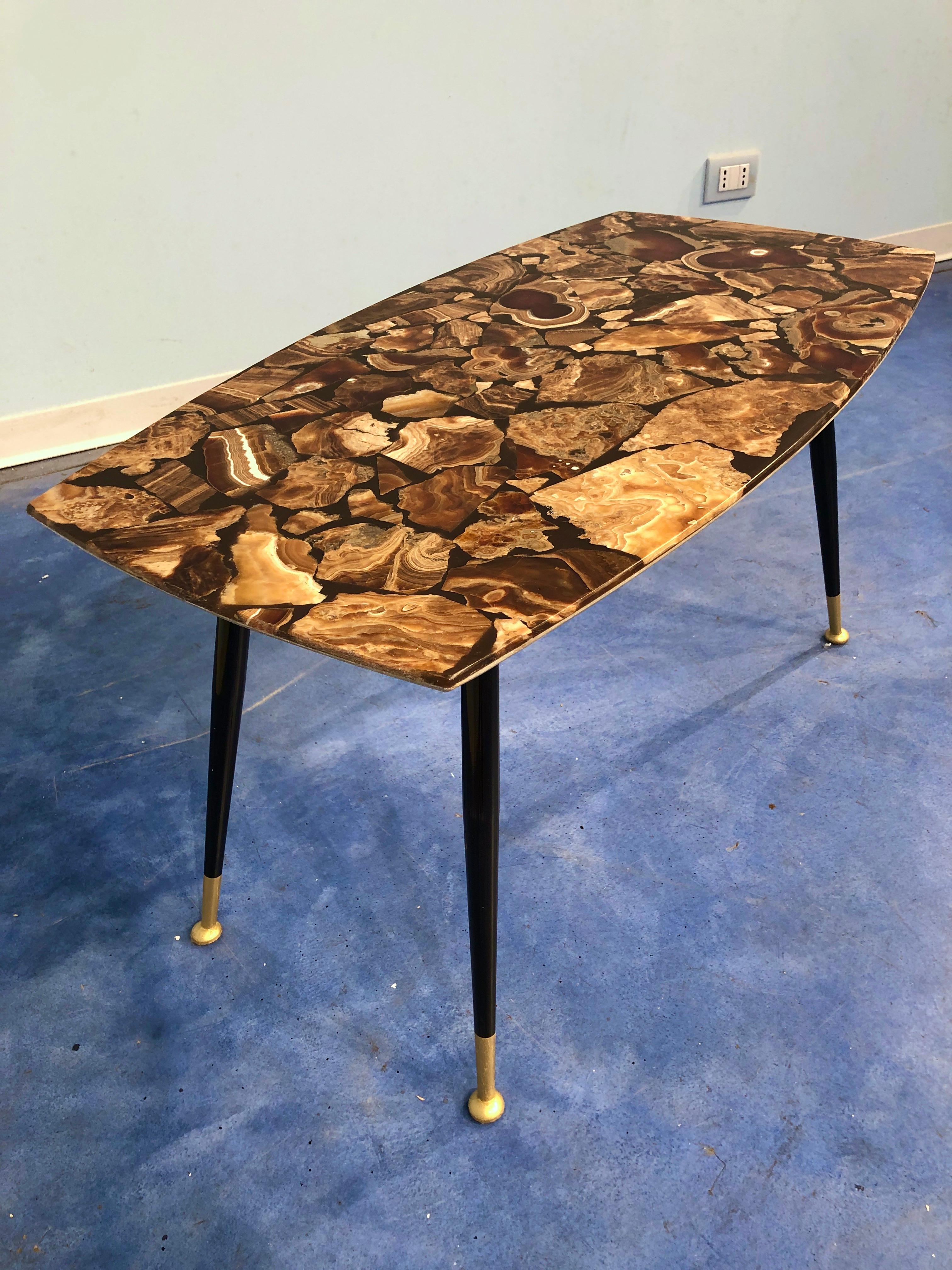 Italian Midcentury Mosaic Marble Coffee Table, 1950 For Sale 13