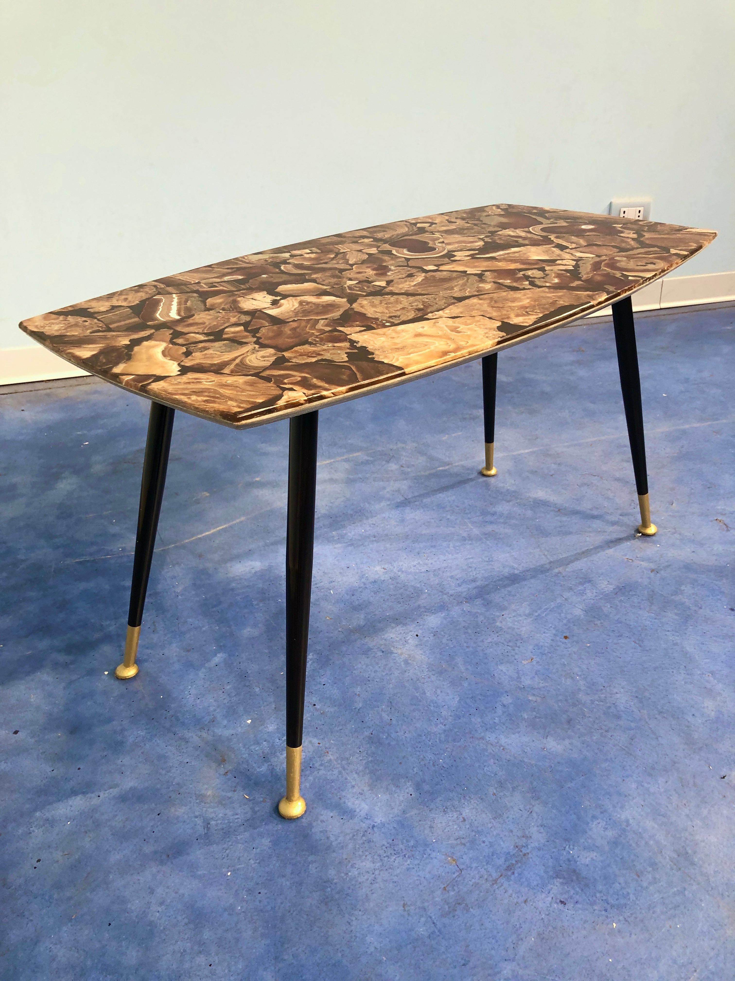 Italian Midcentury Mosaic Marble Coffee Table, 1950 For Sale 14