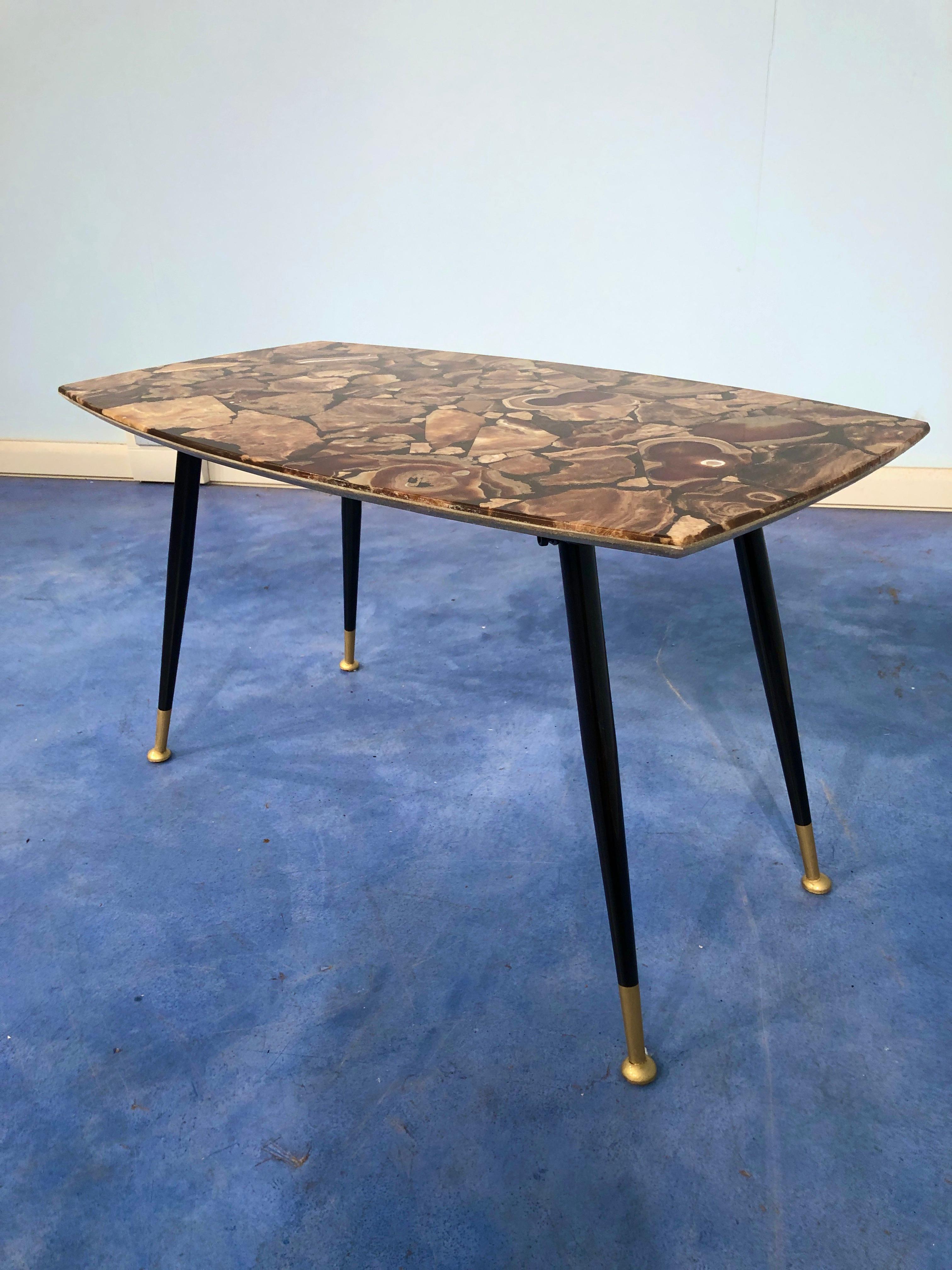 Italian Midcentury Mosaic Marble Coffee Table, 1950 In Good Condition For Sale In Traversetolo, IT