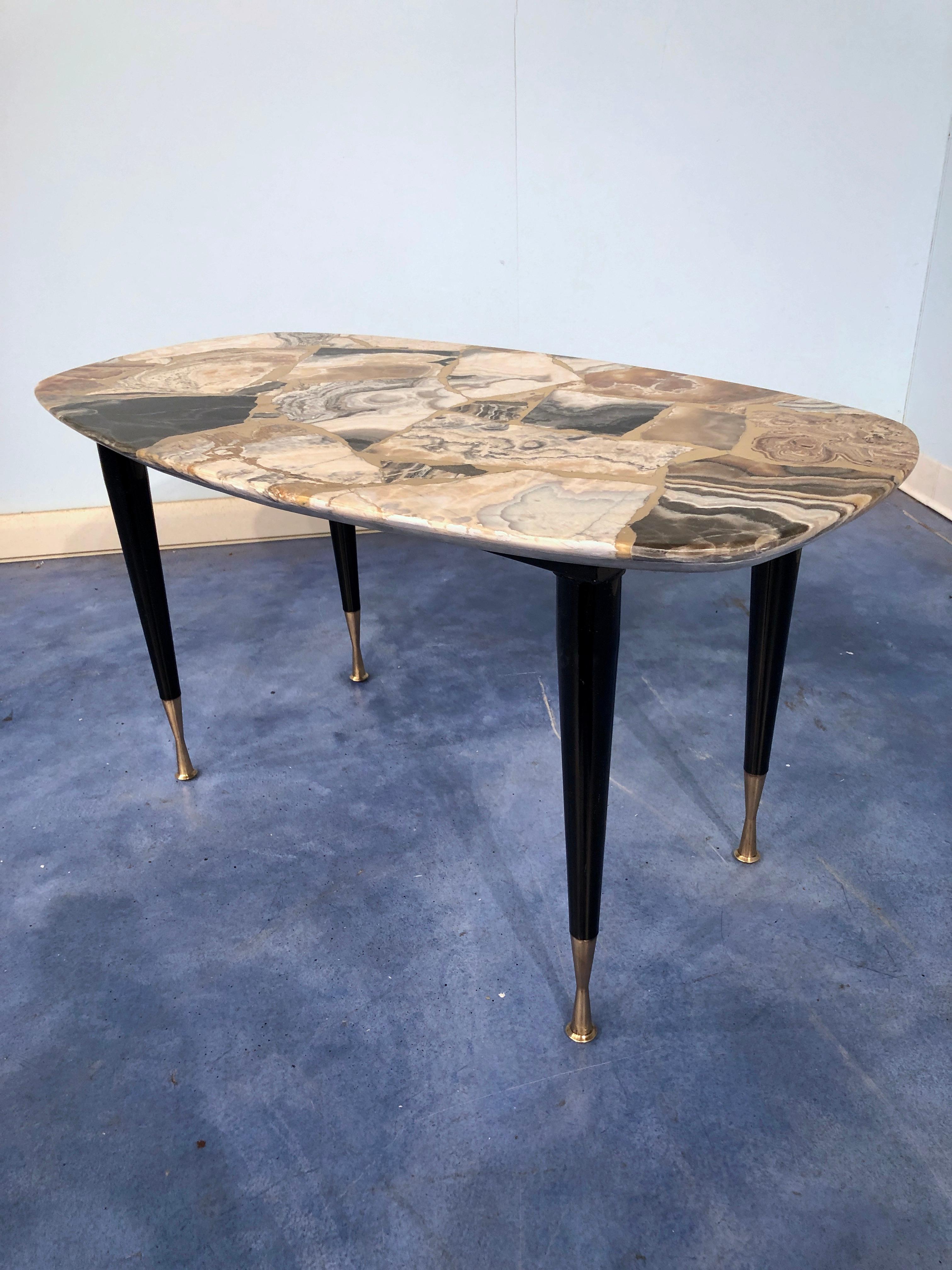 Italian Midcentury Mosaic Marble Coffee Table In Good Condition In Traversetolo, IT
