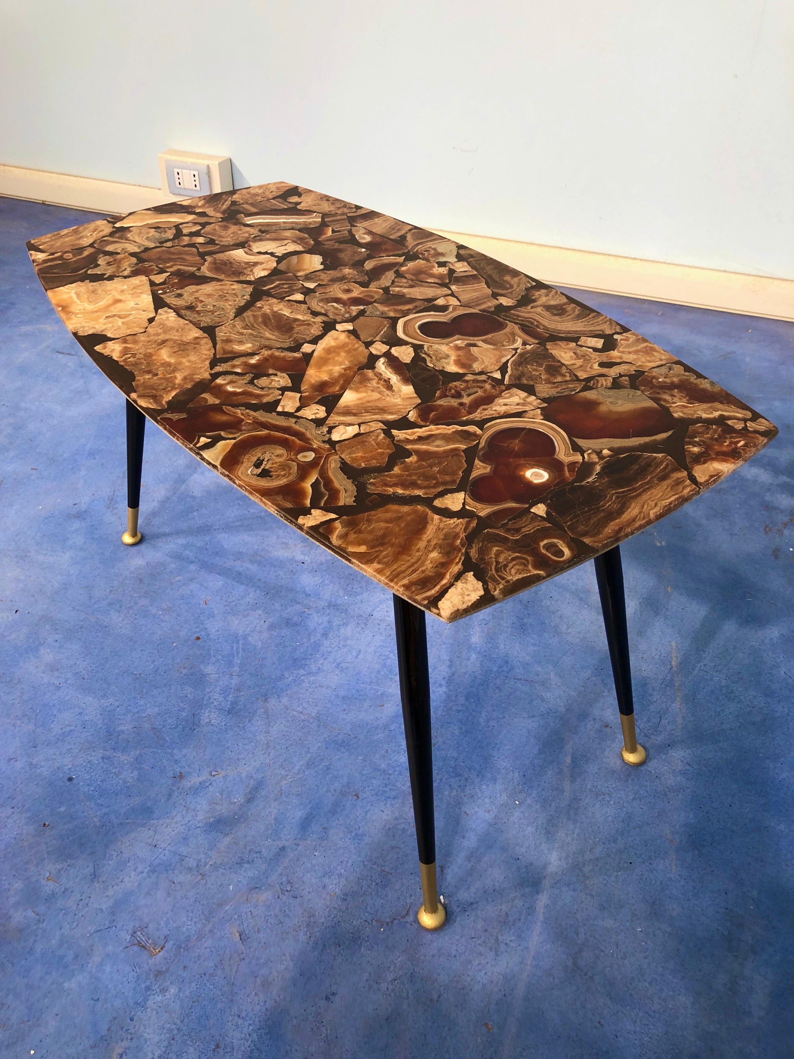 Italian Midcentury Mosaic Marble Coffee Table, 1950 For Sale 2