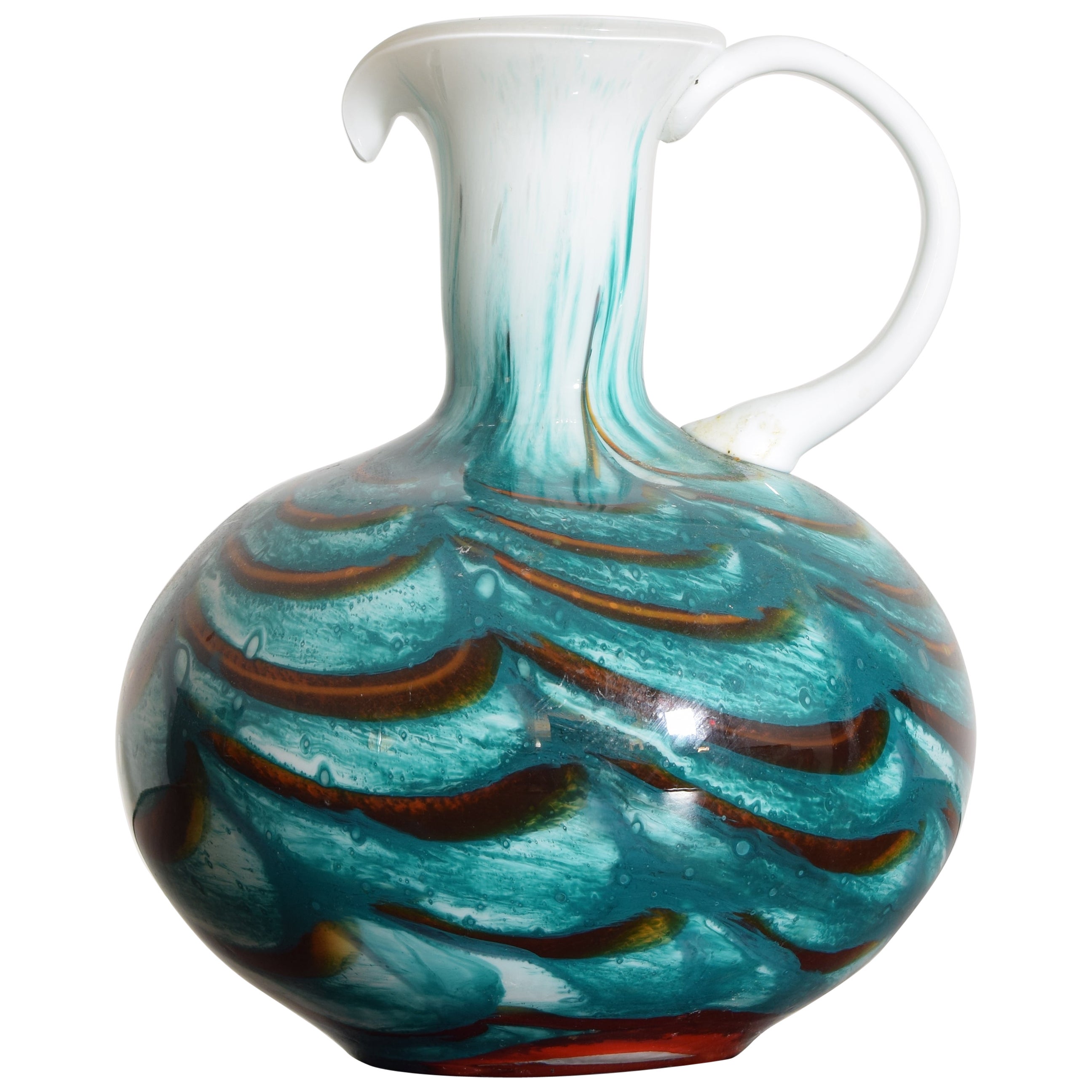 Pichet en verre d'art italien de Murano du milieu du siècle dernier