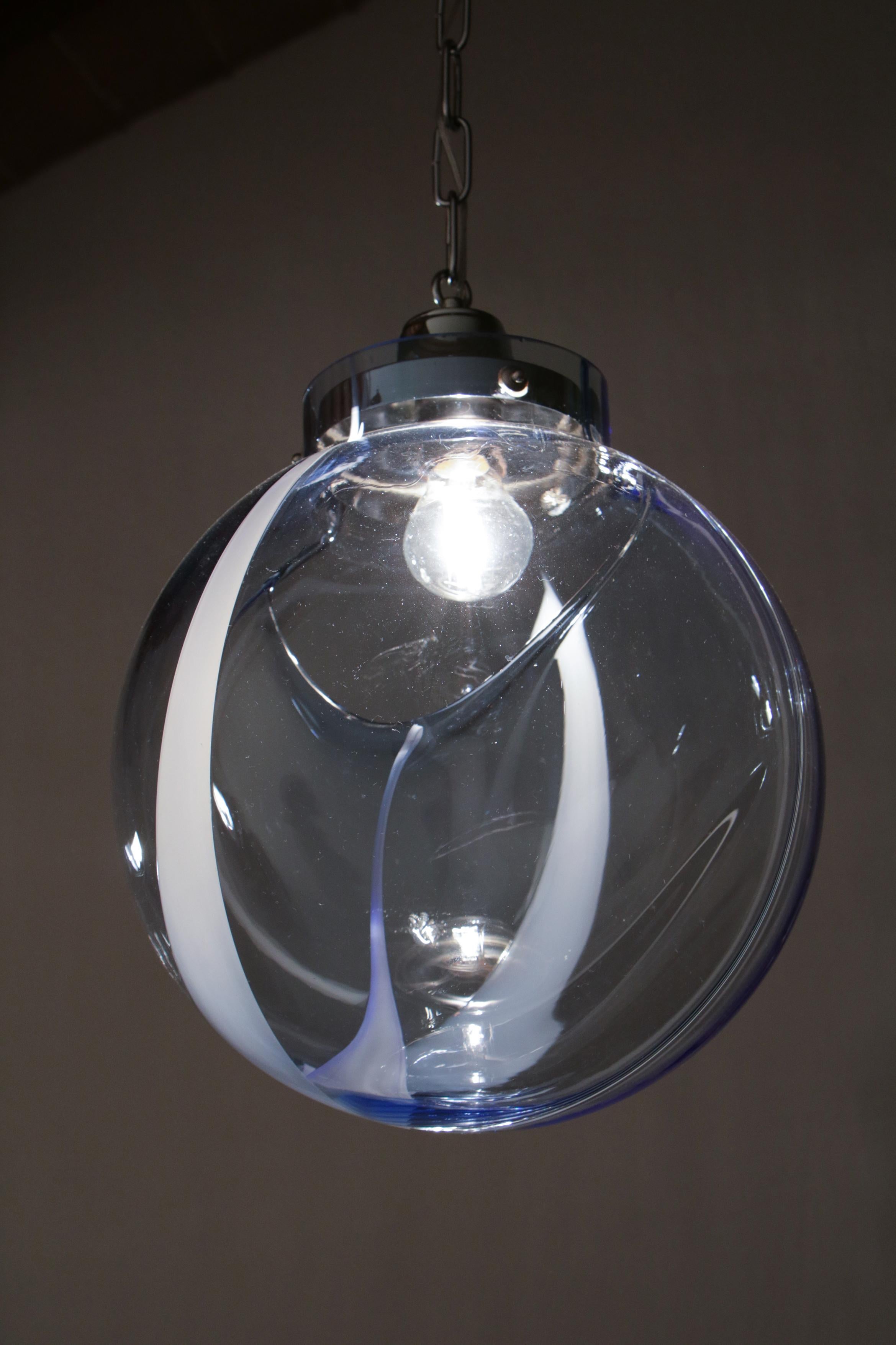 Italian Mid-Century Murano Ball Glass Pendant Lamp by Toni Zuccheri, 1960s For Sale 12