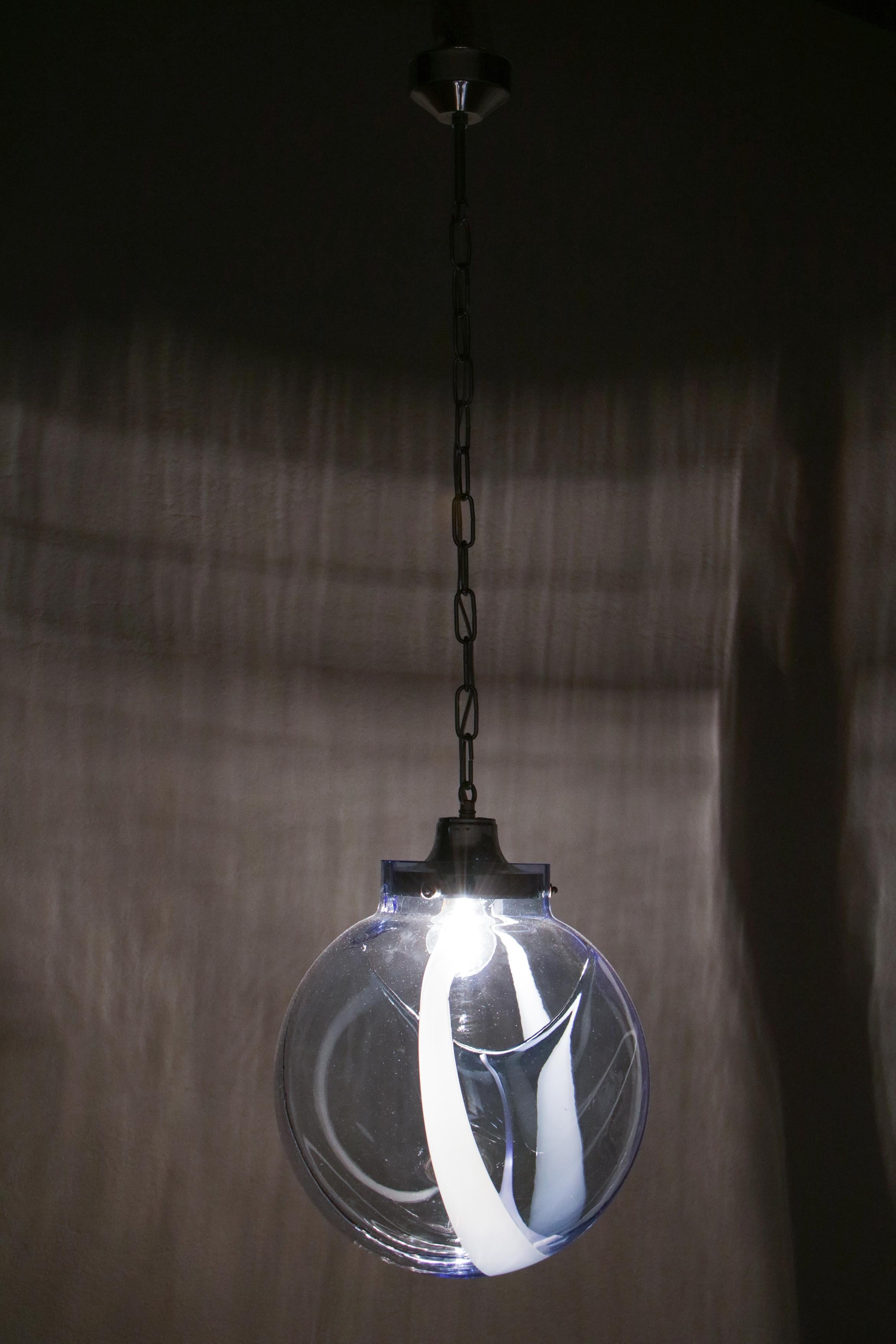 Italian Mid-Century Murano Ball Glass Pendant Lamp by Toni Zuccheri, 1960s For Sale 13
