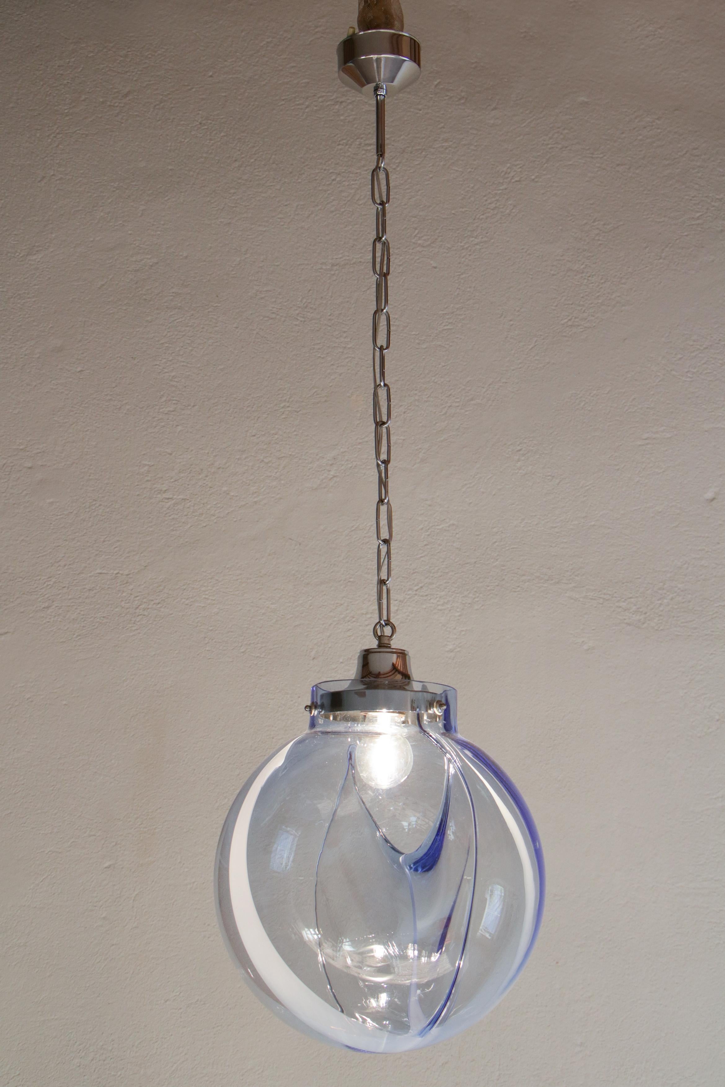 Mid-Century Modern Italian Mid-Century Murano Ball Glass Pendant Lamp by Toni Zuccheri, 1960s For Sale