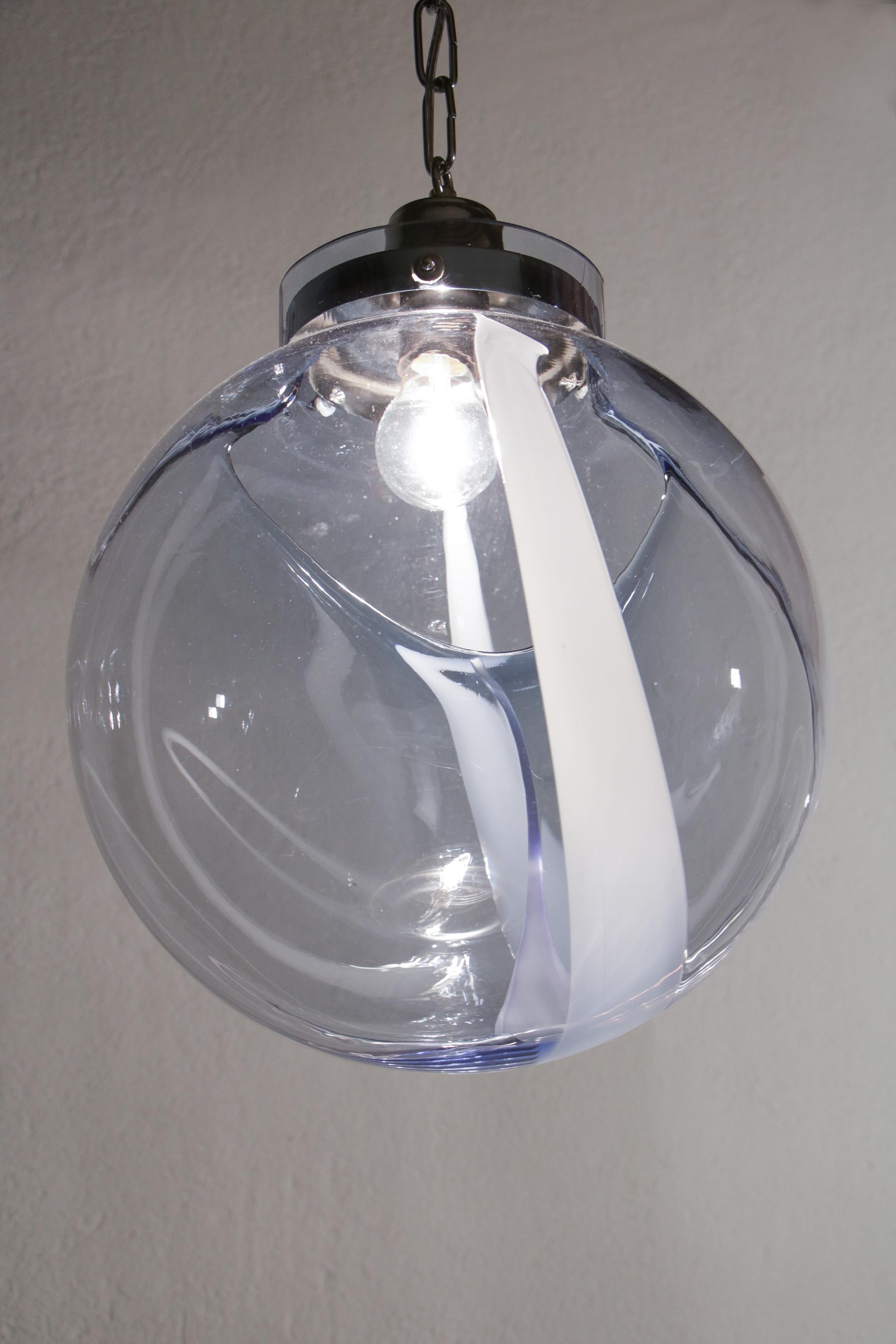 Mid-20th Century Italian Mid-Century Murano Ball Glass Pendant Lamp by Toni Zuccheri, 1960s For Sale