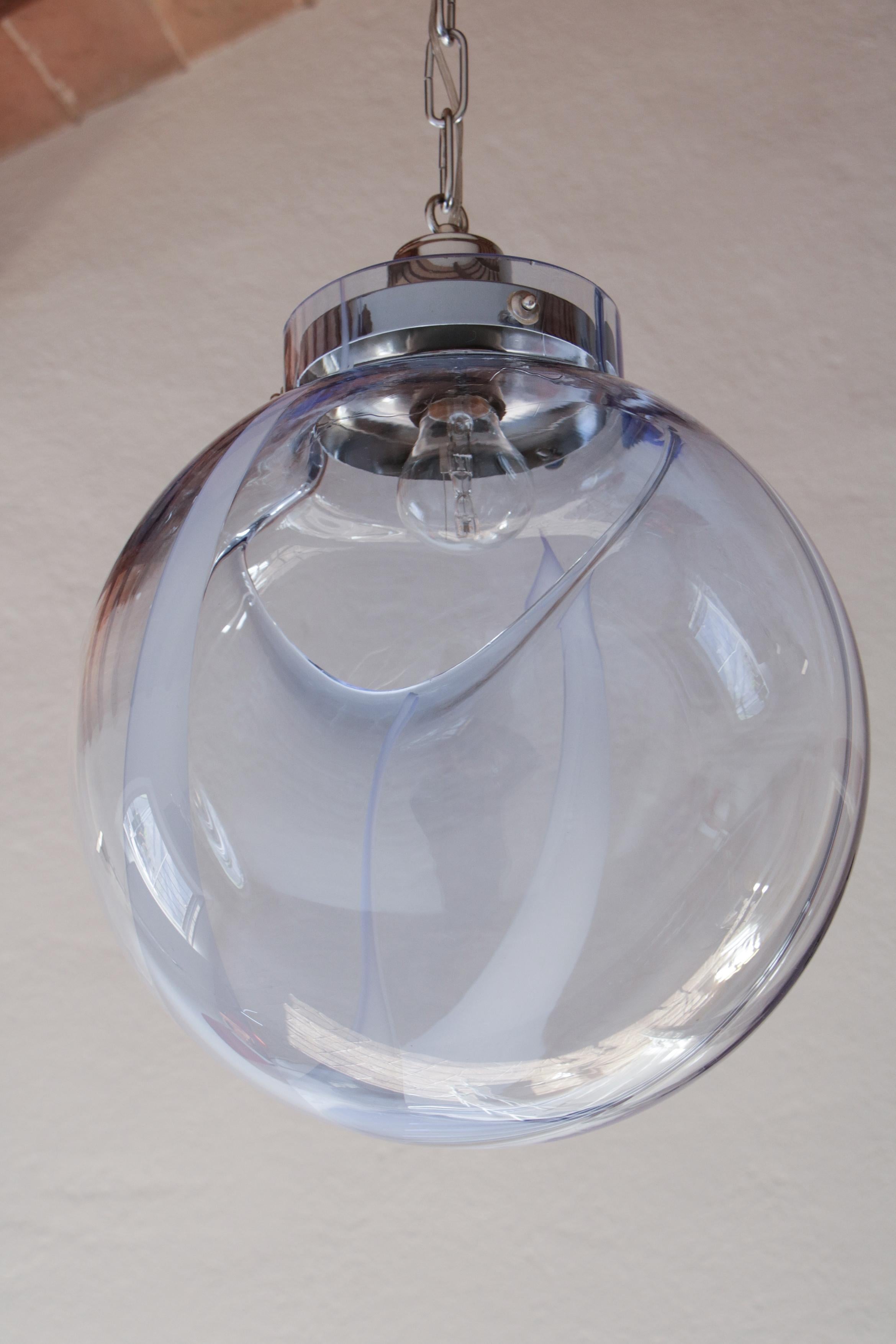 Italian Mid-Century Murano Ball Glass Pendant Lamp by Toni Zuccheri, 1960s For Sale 1